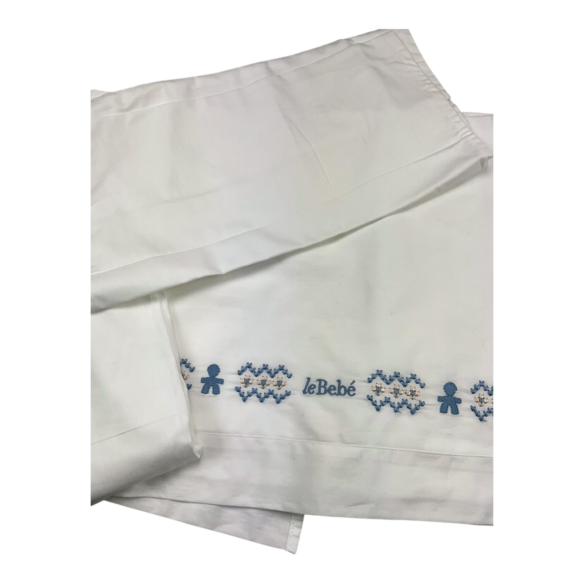LE BEBE' set lenzuola 3 pezzi tinta unita con ricami Bianco per Neonato LBB4399 BIANCO LE BEBE'