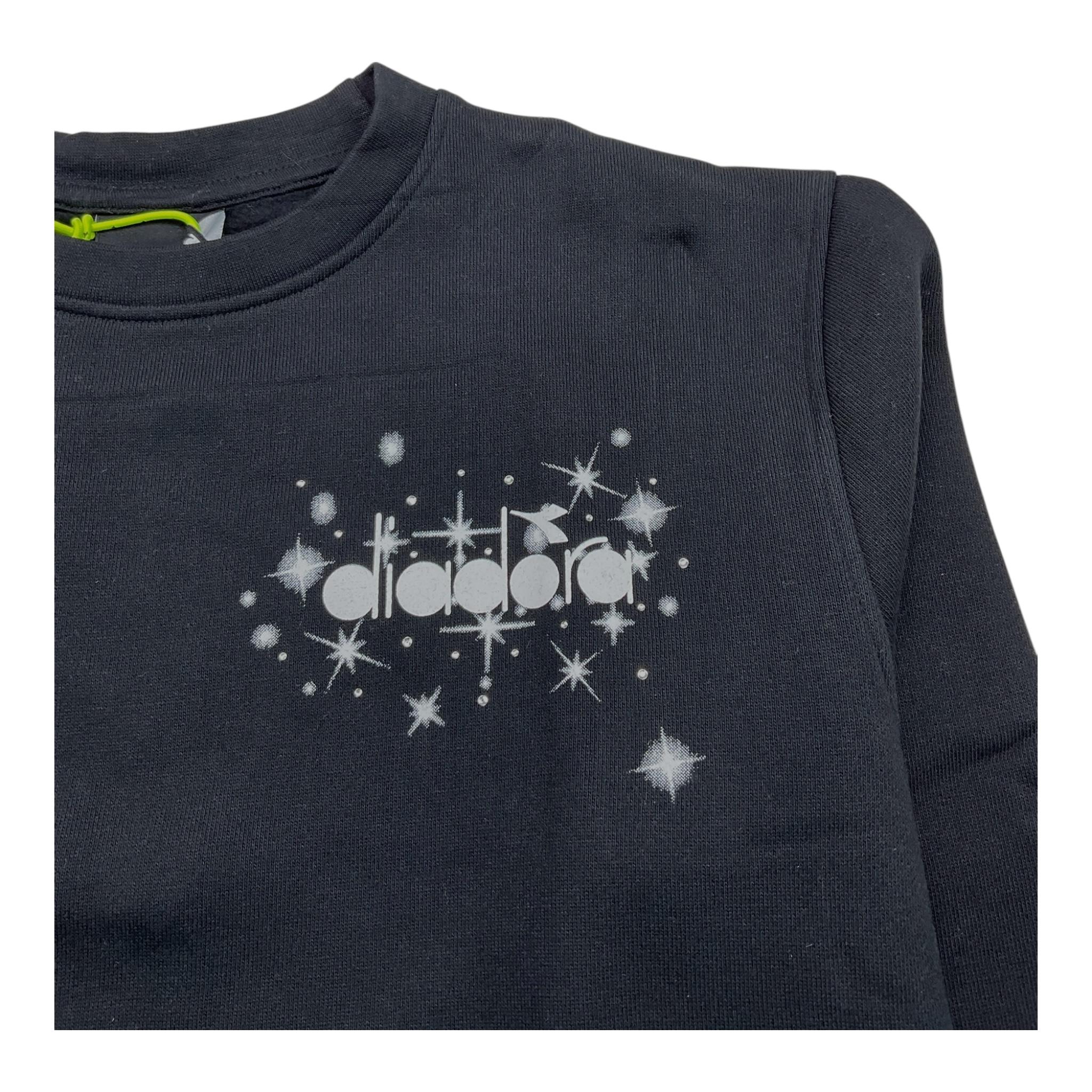 DIADORA felpa chiusa girocollo tinta unita con logo Nero per Bambina F4DIJGSW049 NERO DIADORA