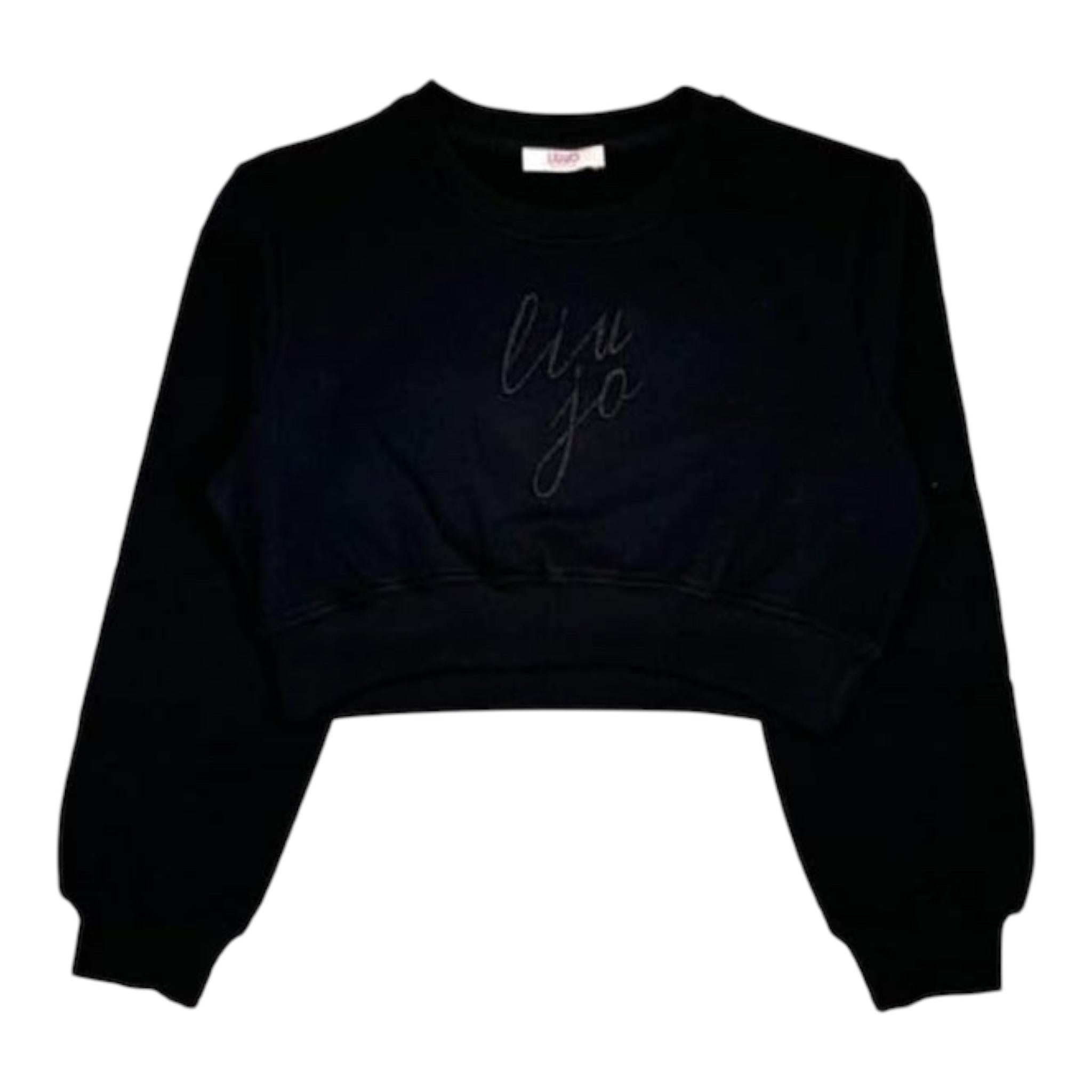 LIU JO felpa modello crop tinta unita con stampa Nero per Bambina GF4092X NERO LIU JO
