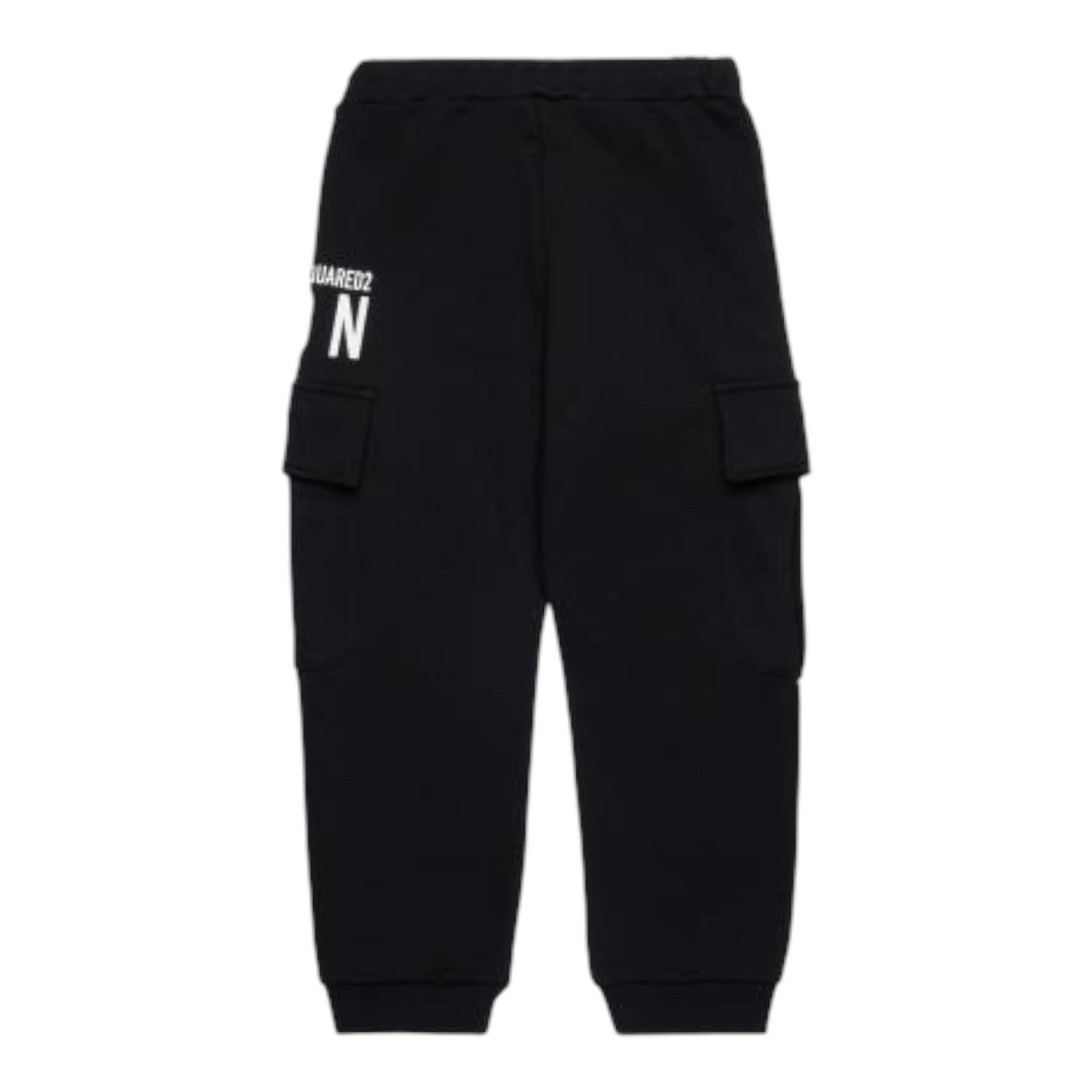 DSQUARED2 pantalone modello tuta tinta unita con stampa Nero per Bambino DQ2669 NERO DSQUARED2