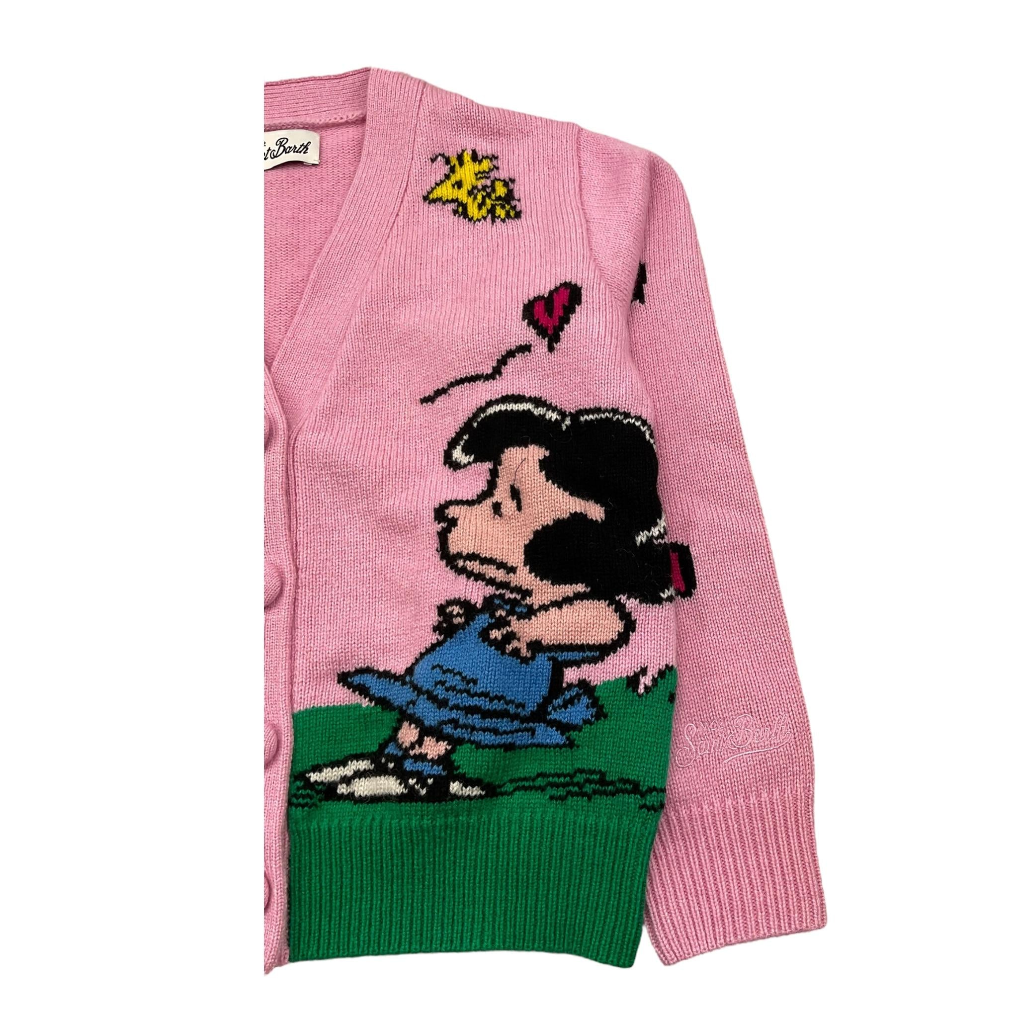 SAINT BARTH cardigan tinta unita con ricami snoopy Rosa per Bambina DIDY ROSA SAINT BARTH