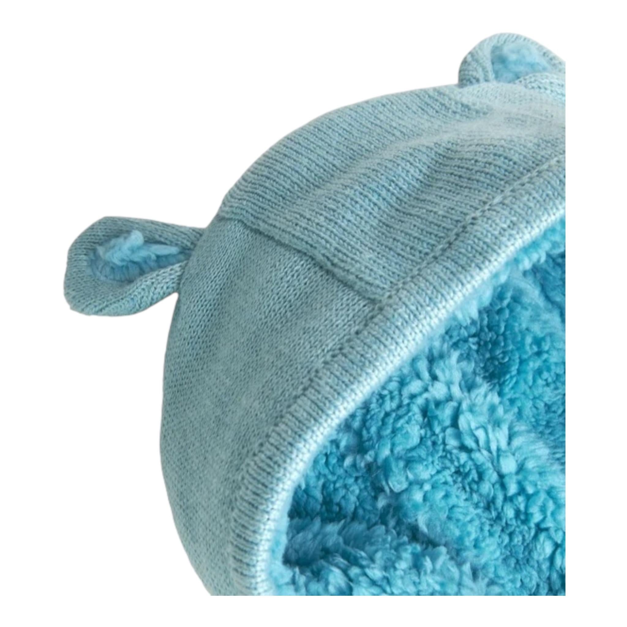 BOBOLI cardigan tinta unita con cappuccio e stampa Azzurro per Neonato 109123 AZZURRO BOBOLI