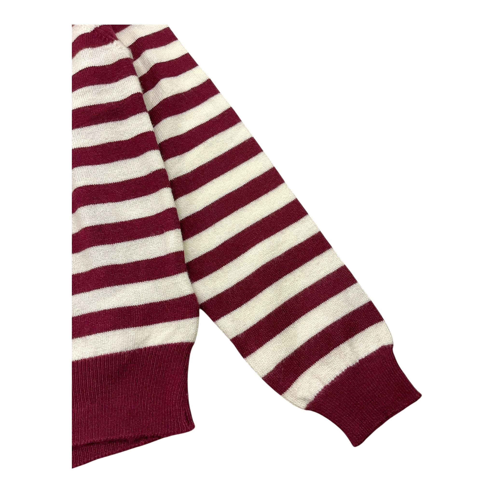 DIXIE maglia bicolore girocollo con fantasia a righe Bianco/bordeaux per Bambina NB06231G67 BIANCO/BORDEAUX DIXIE
