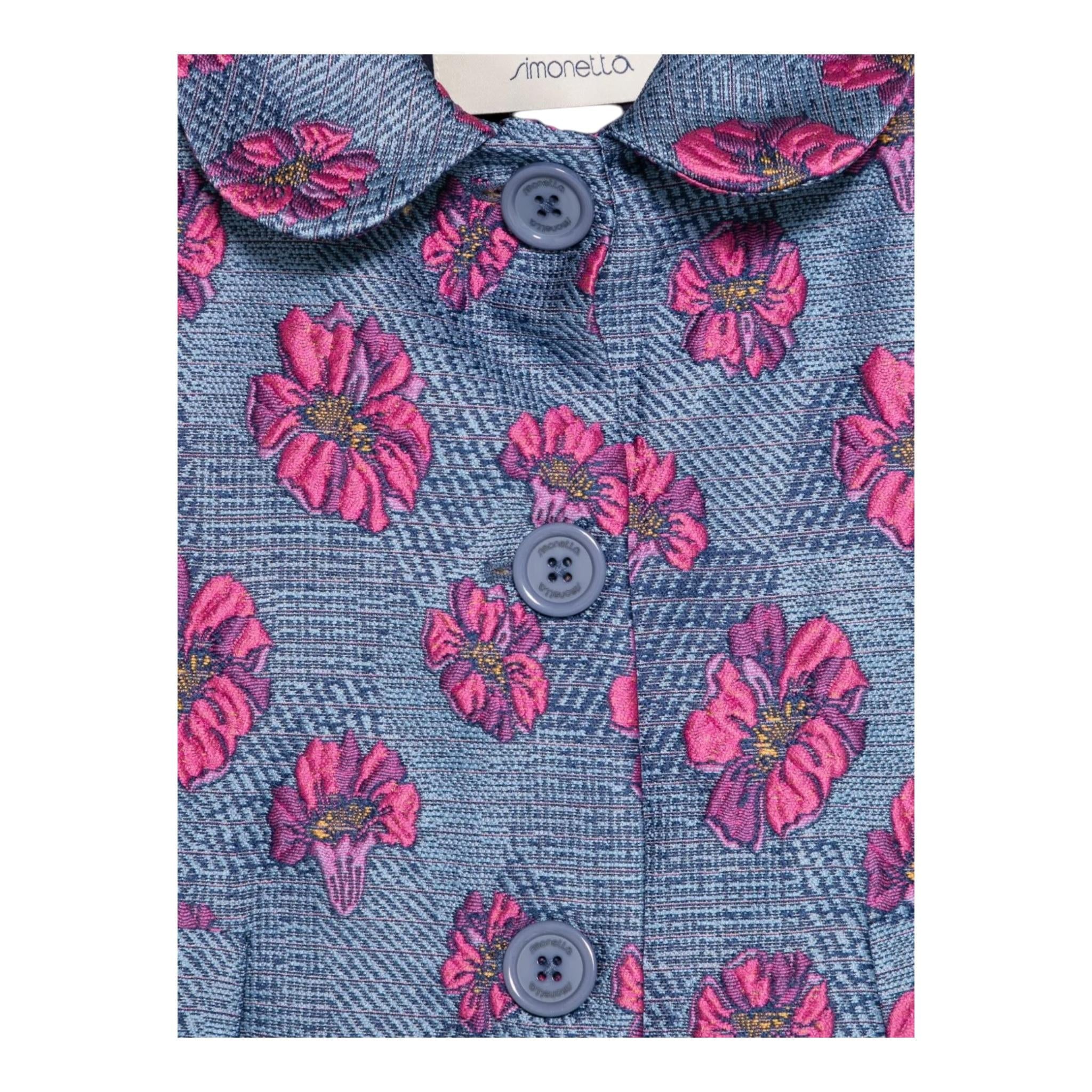 SIMONETTA giacca tinta unita fantsia floreale con maniche larghe Blu per Bambina SV2B04 BLU SIMONETTA