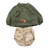 CALAMARO completo 2pz maglia-coulotte bicolore Verde/beige per Neonato 11070 VERDE/BEIGE CALAMARO