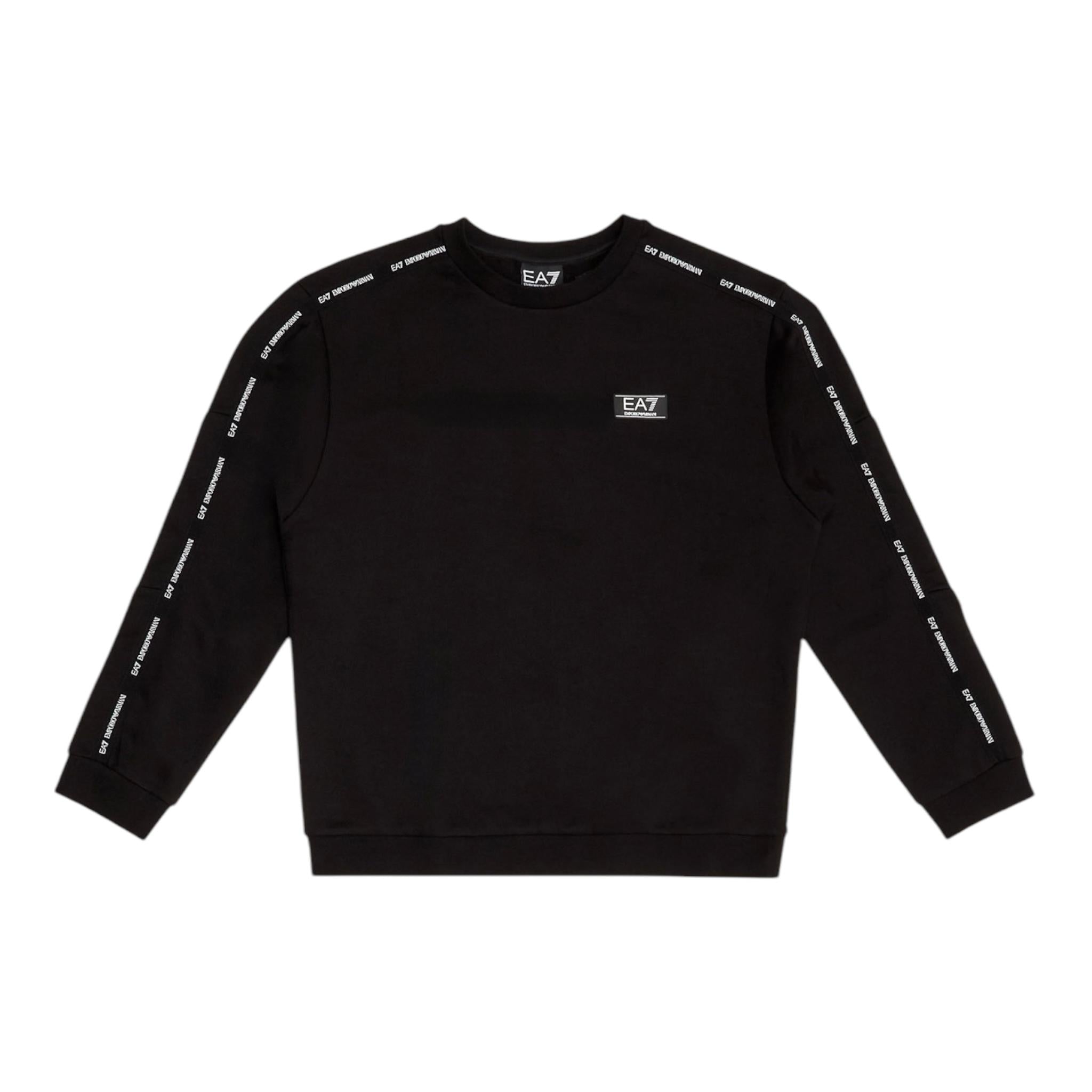 EMPORIO ARMANI felpa tinta unita girocollo con stampa Nero per Bambino 6DBM63 NERO EMPORIO ARMANI