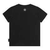 PHILIPPE PLEIN t-shirt girocollo tinta unita con stampa logo Nero per Bambino BTK1269 NERO PHILIPPE PLEIN