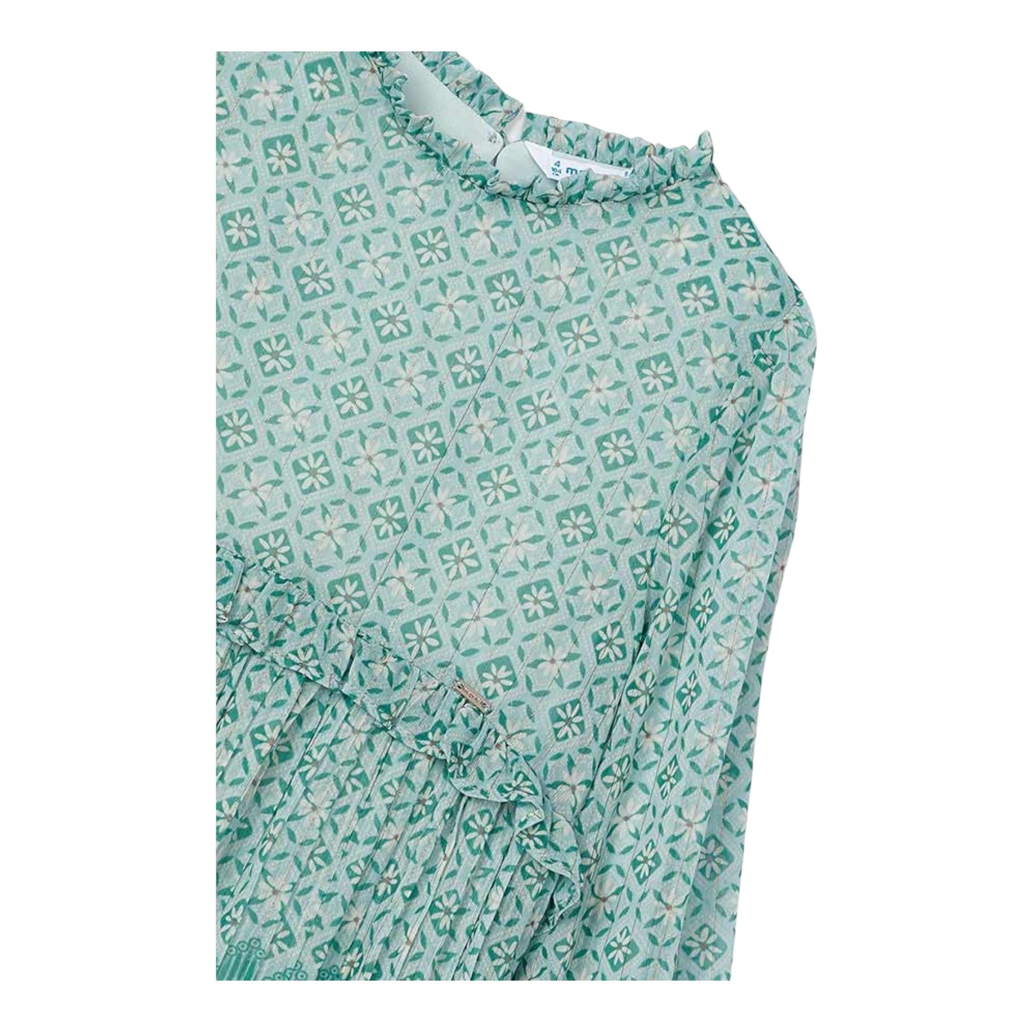 MAYORAL abito in camicia tinta unita con fantasia Verde per Bambina 4913 VERDE MAYORAL