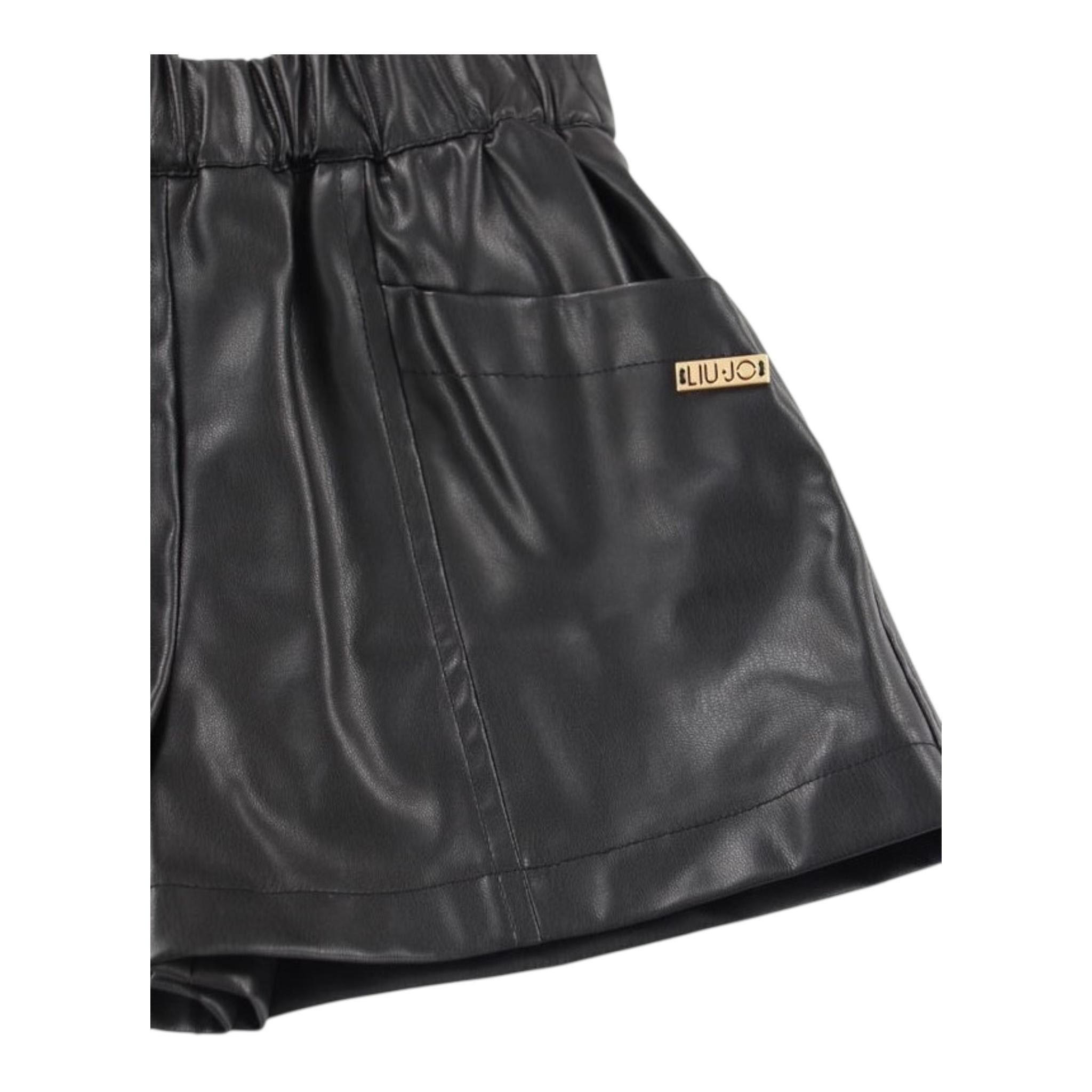 LIU JO short tinta unita in ecopelle Nero per Bambina KF4012E0392J NERO LIU JO