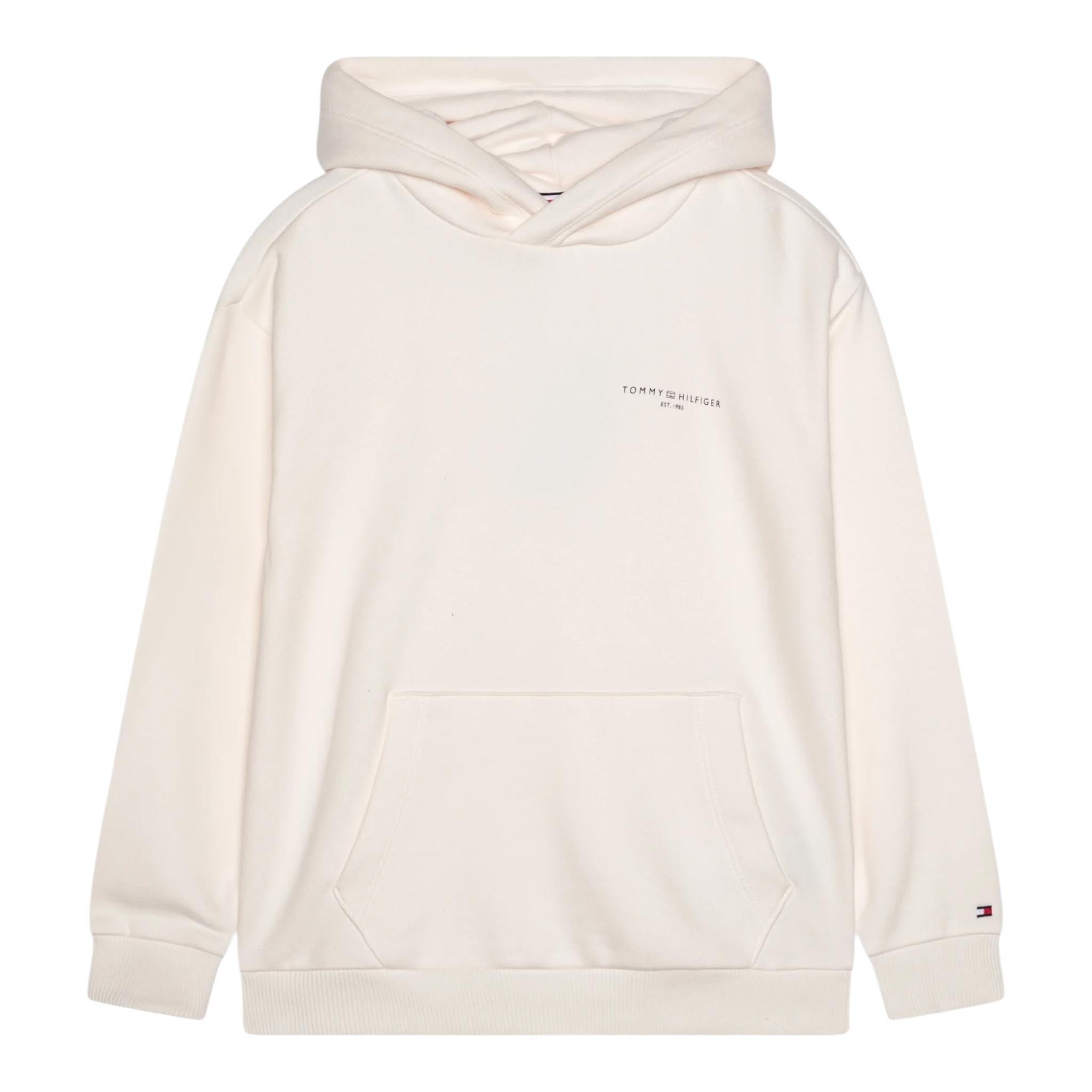 TOMMY HILFIGER felpa con cappuccio tinta unita e stampa Bianco per Bambino 00KRV BIANCO TOMMY HILFIGER
