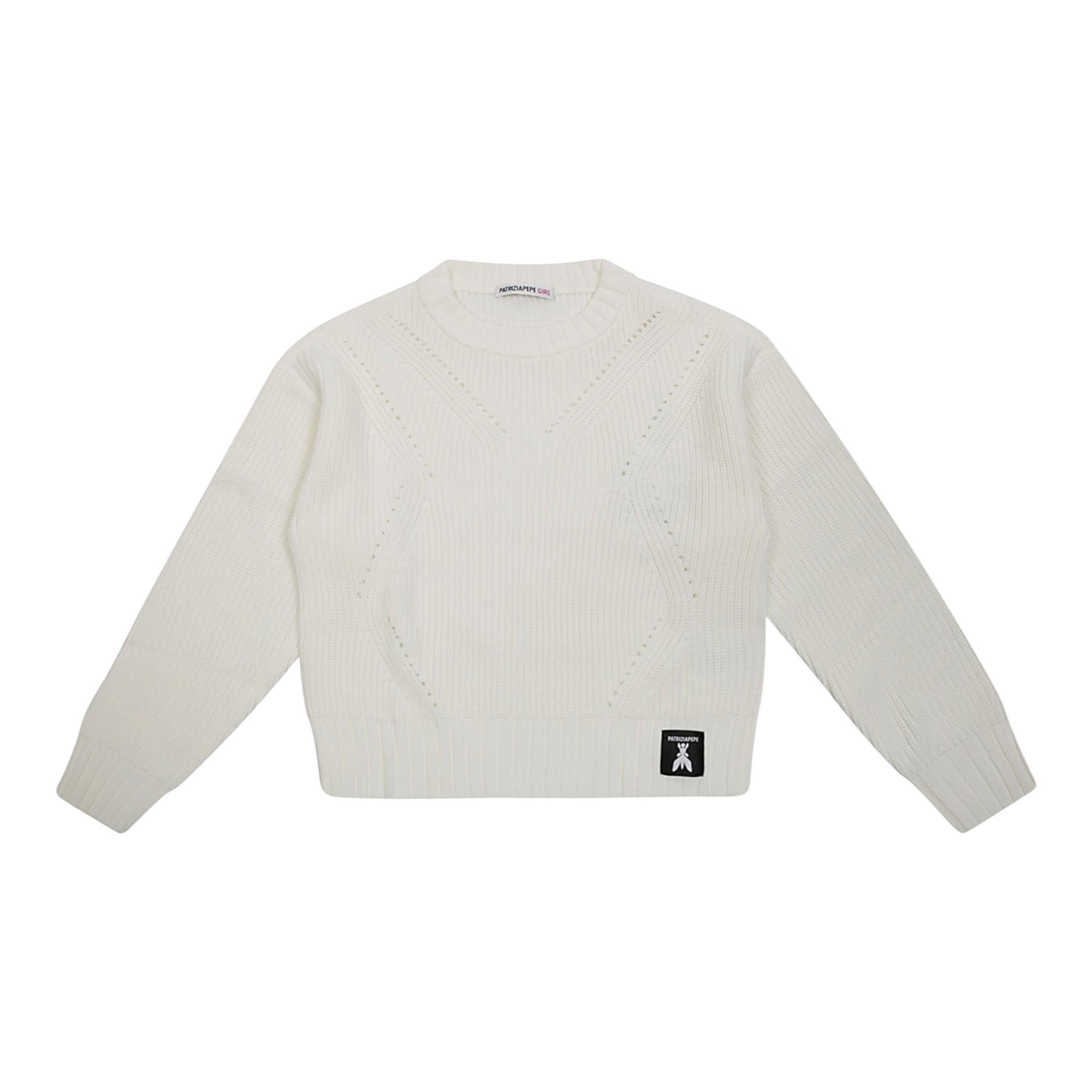 PATRIZIA PEPE maglia girocollo tinta unita Panna per Bambina 7K0049 PANNA PATRIZIA PEPE