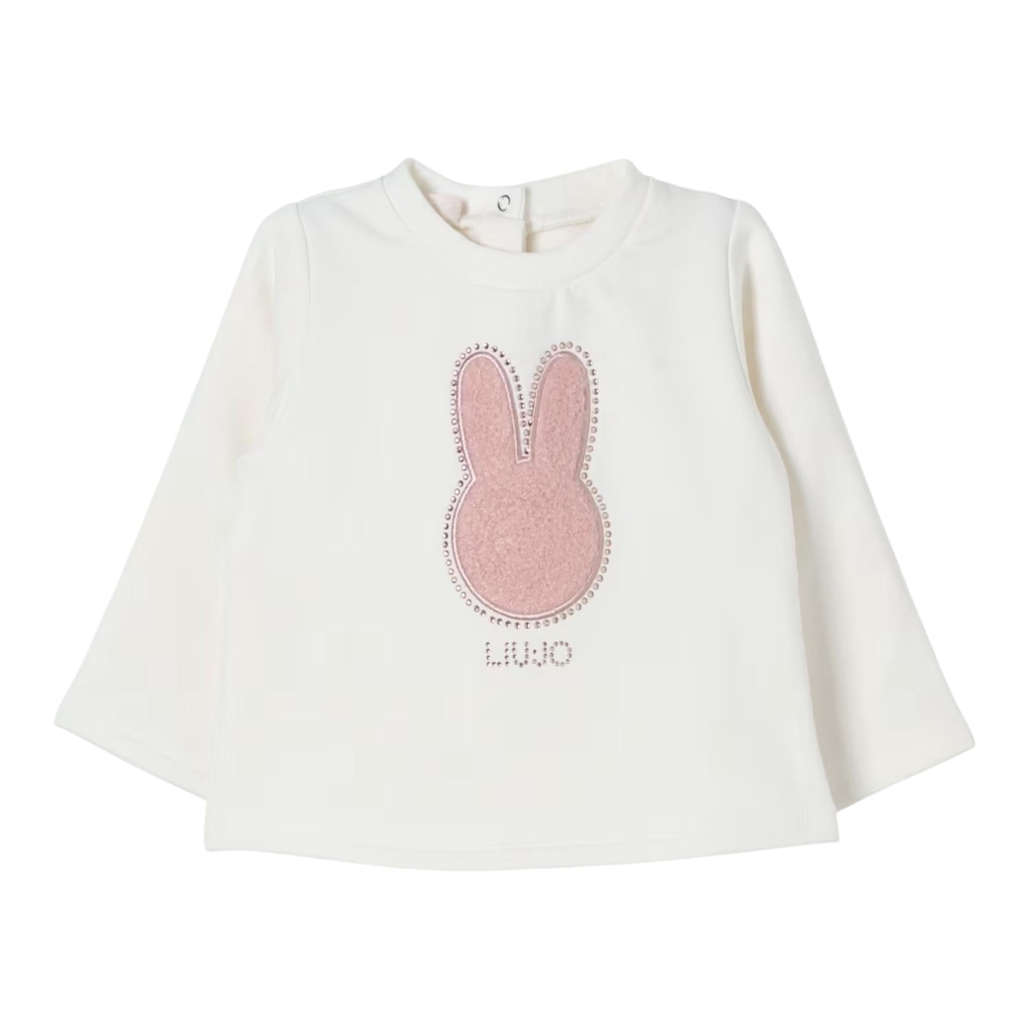 LIU JO felpa chiusa girocollo tinta unita con stampa Panna per Neonata HF4039X PANNA LIU JO
