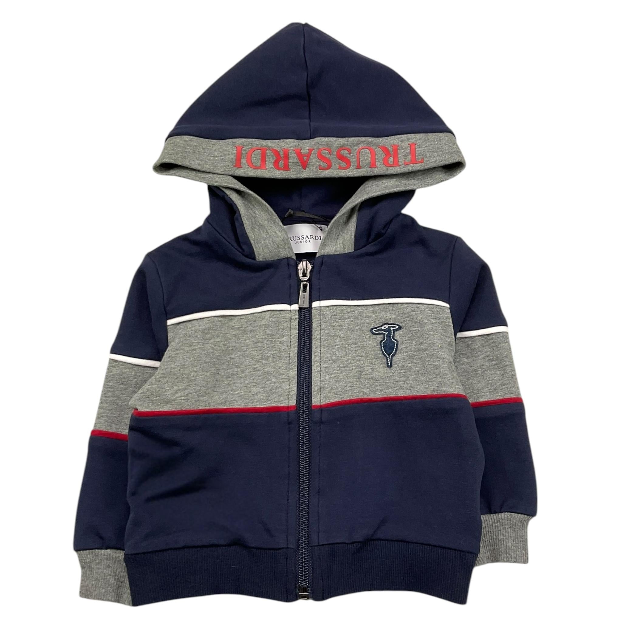 TRUSSARDI felpa con zip e cappuccio tinta unita Blu per Neonato TIA25039FE BLU TRUSSARDI