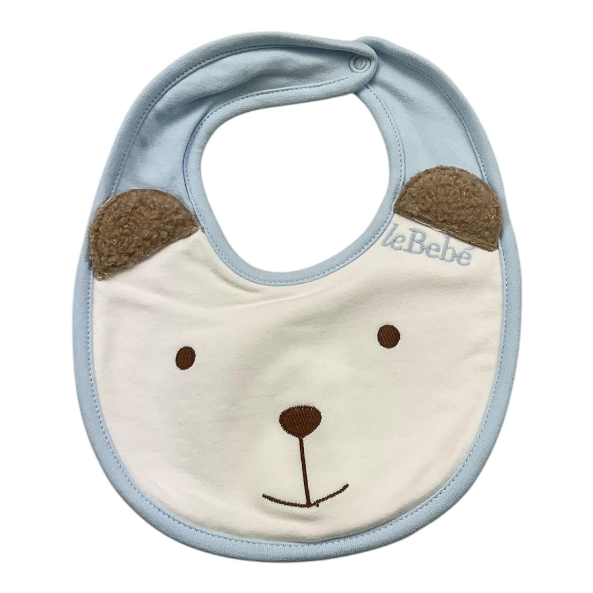 LE BEBE' bavetta tinta unita con orso Bianco per Neonato LBB5127 BIANCO LE BEBE'
