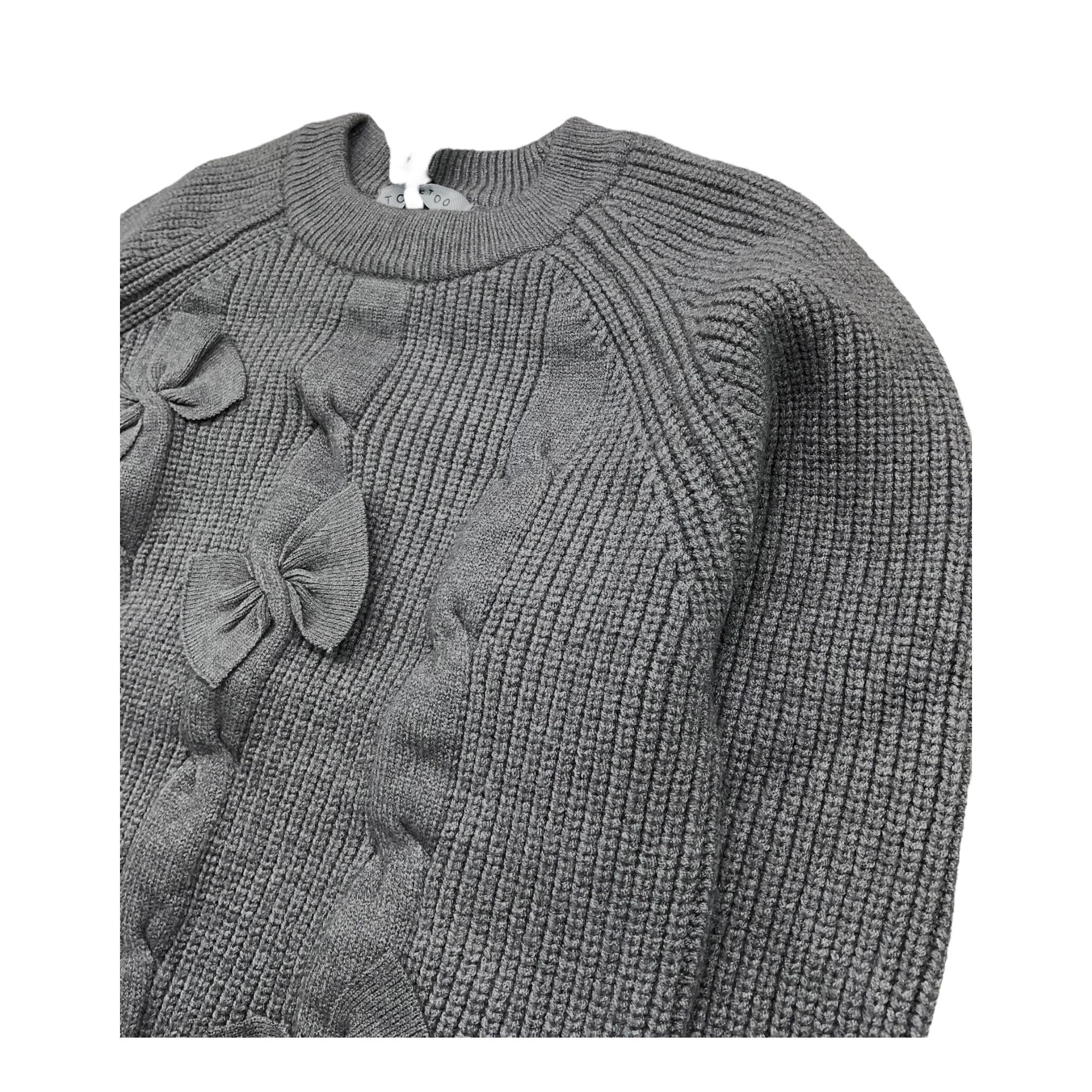 TO be too maglia girocollo tinta unita con stampa fiocco Grigio per Bambina TFBF24M635X GRIGIO TO be too