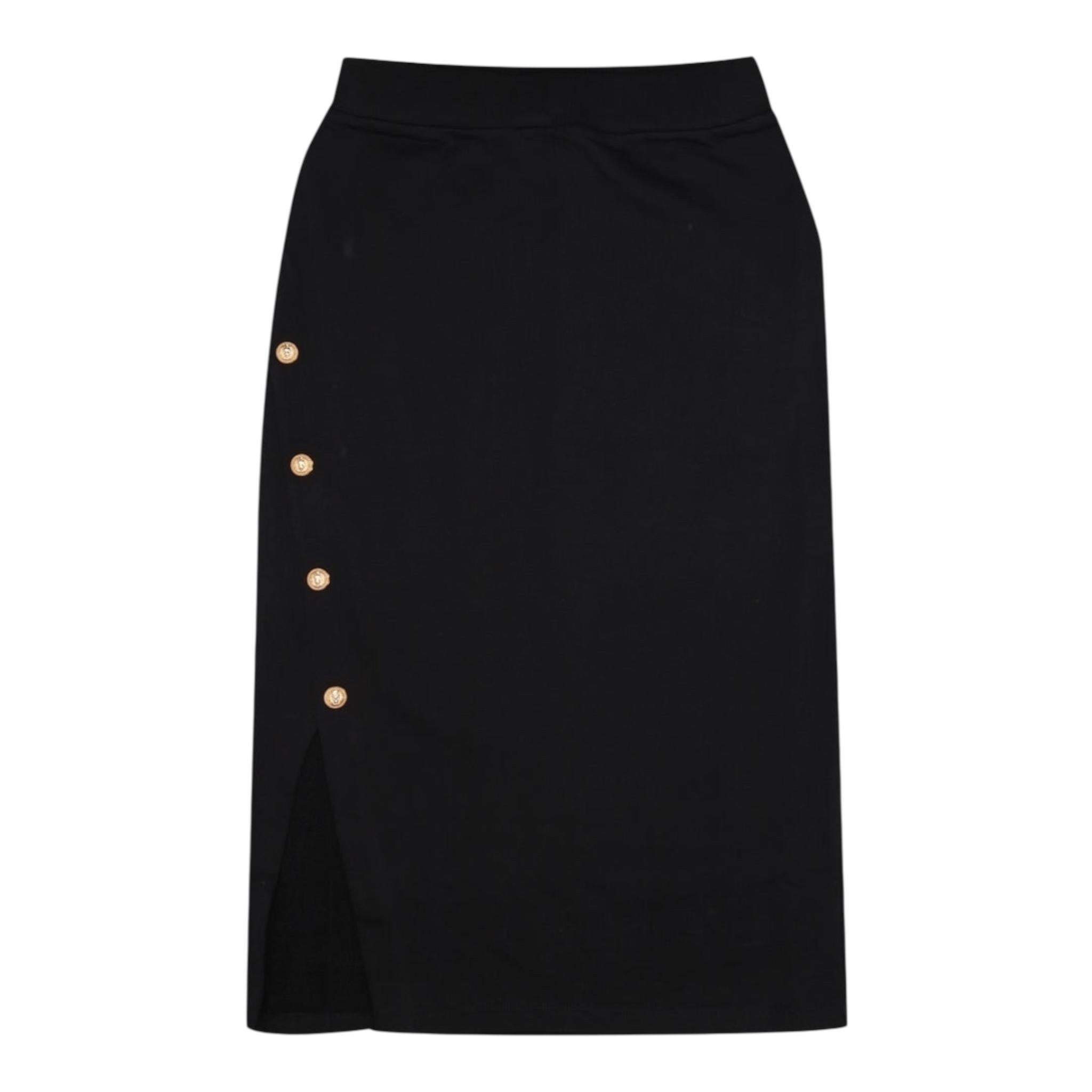 BALMAIN gonna lunga tinta unita con bottoni Nero per Bambina BV7A70 NERO BALMAIN