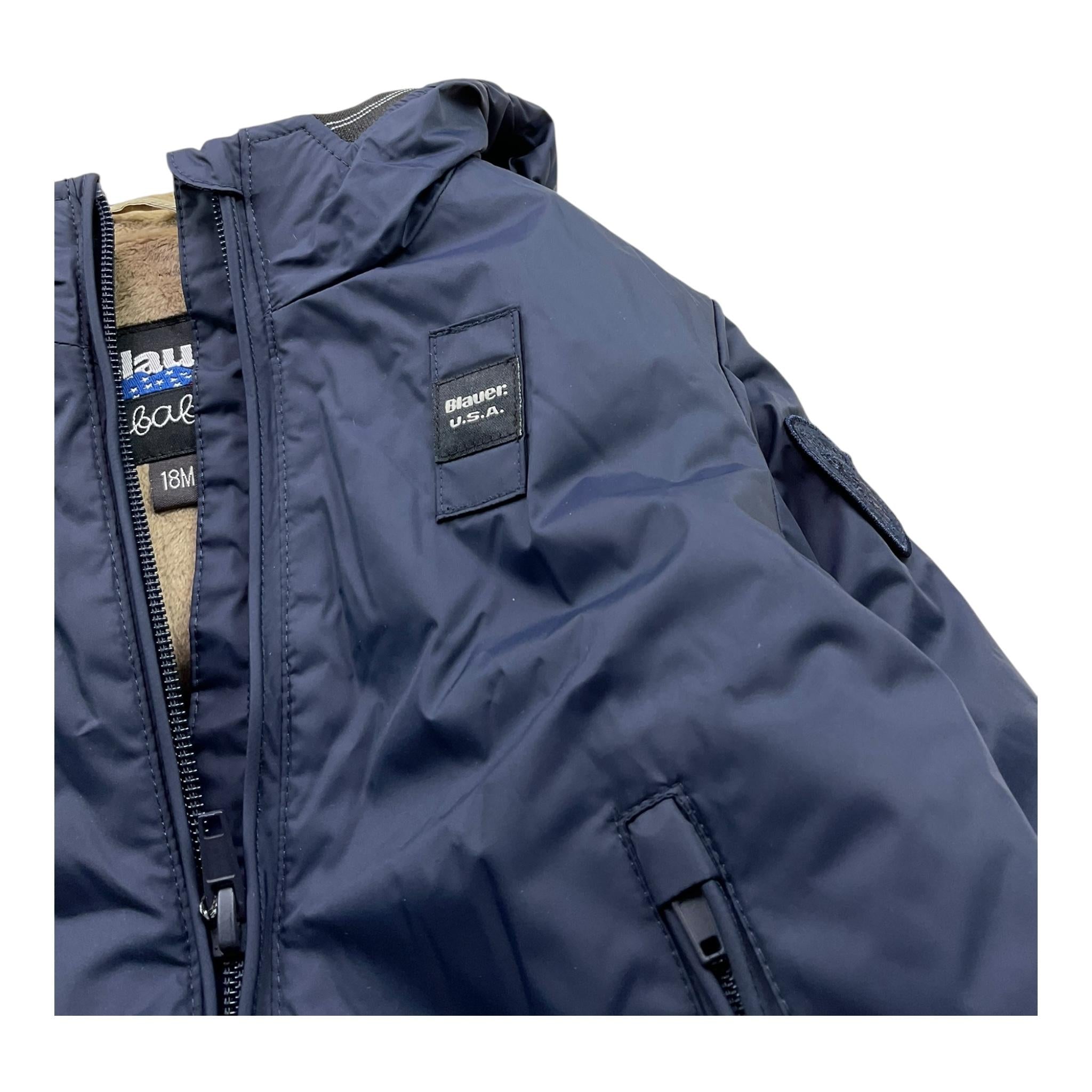 BLAUER giubbino tinta unita con zip e cappuccio Blu per Neonato 24WBBXC02551BN BLU BLAUER