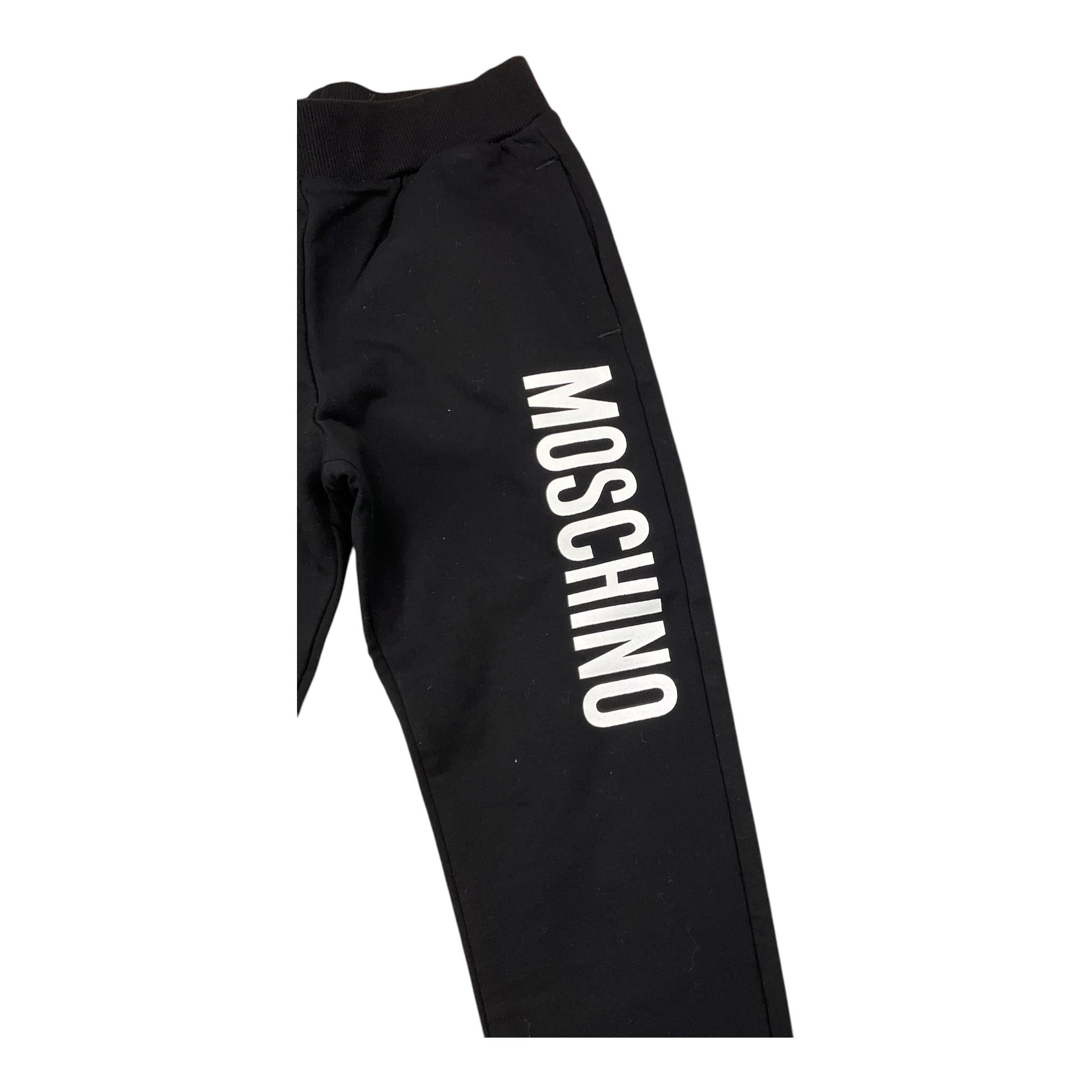 MOSCHINO pantalone tinta unita con logo Nero per Bambino HUP086 NERO MOSCHINO