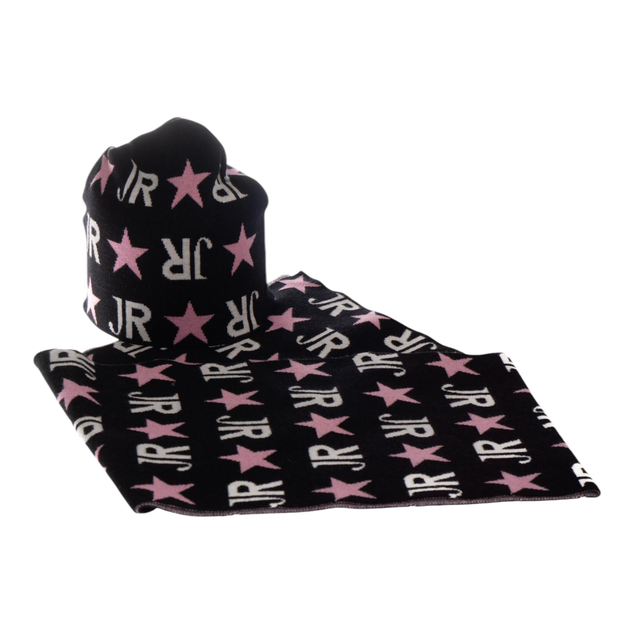 JOHN RICHMOND set sciarpa-cappello tinta unita logato Nero per Bambina RGA24022HS NERO JOHN RICHMOND