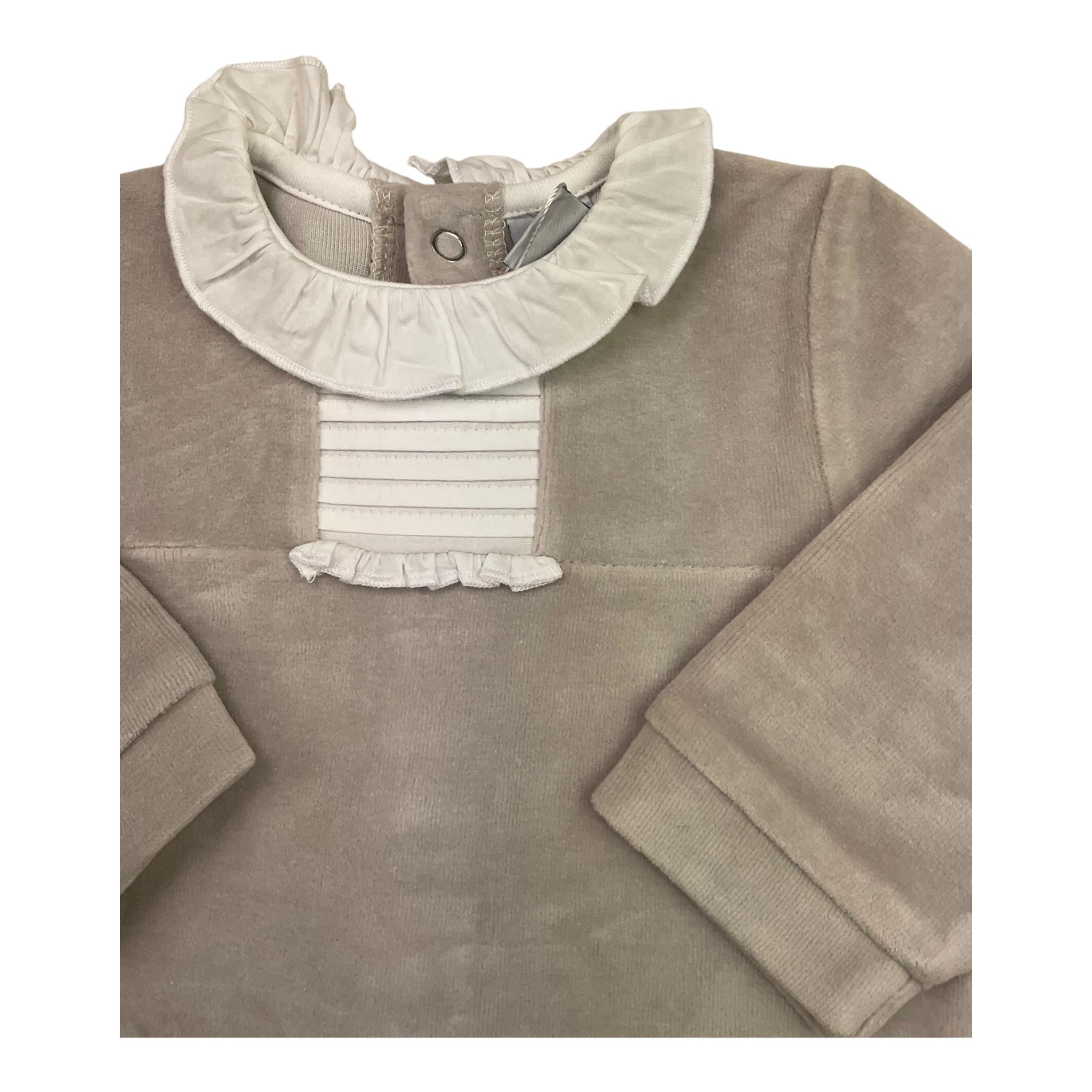 BABIDU tutina tinta unita in velluto Grigio per Neonata 19815 GRIGIO BABIDU