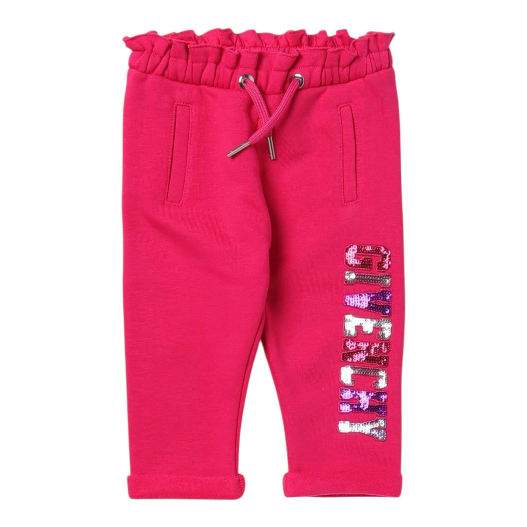 GIVENCHY pantalone tuta tinta unita cn stampa paillettes Fuxia per Neonata H0417 FUXIA GIVENCHY