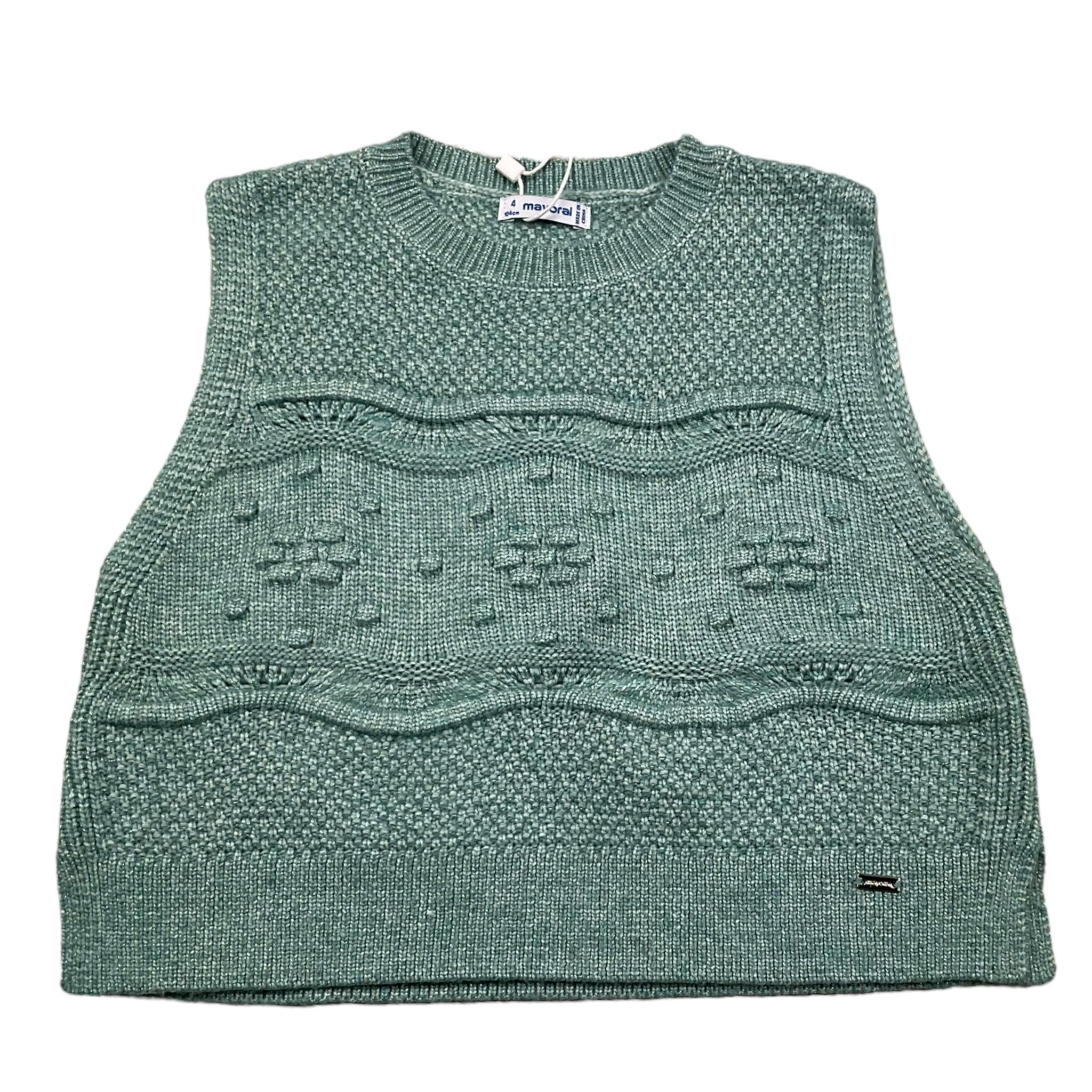 MAYORAL gilet in maglia tinta unita girocollo Verde per Bambina 4364 VERDE MAYORAL