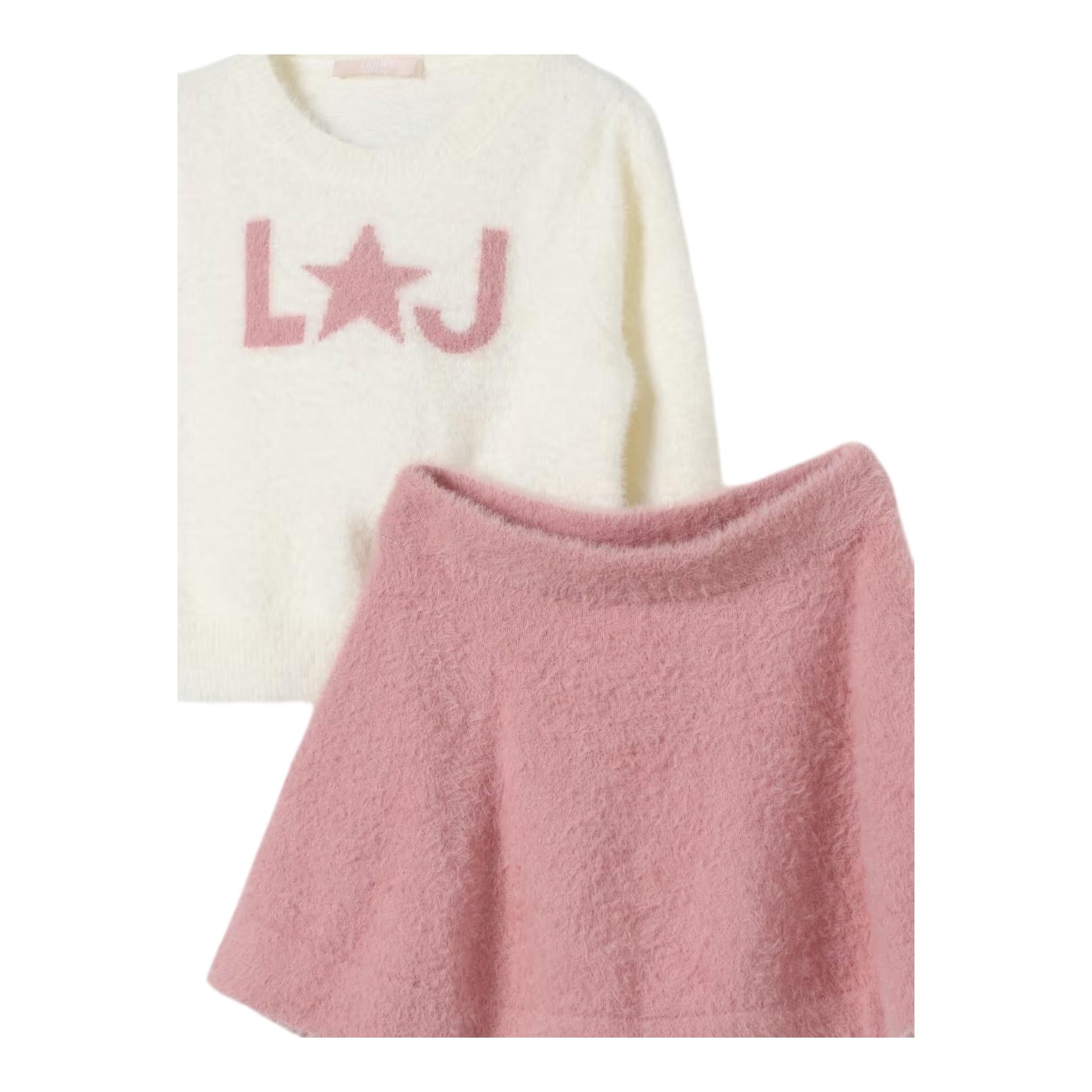 LIU JO completo 2pz maglia-gonna bicolore Bianco/rosa per Bambina KF4126X BIANCO/ROSA LIU JO