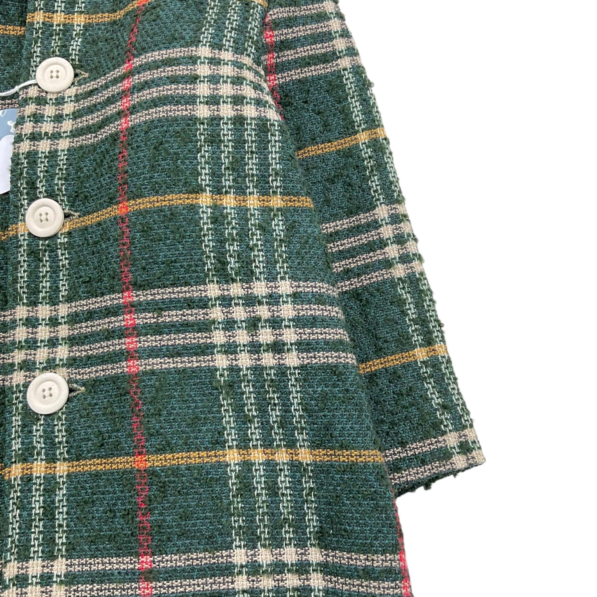 AMBARABA' cappotto tinta unita con fantasia a quadri e bottoni Verde per Bambina FM38071 VERDE AMBARABA'