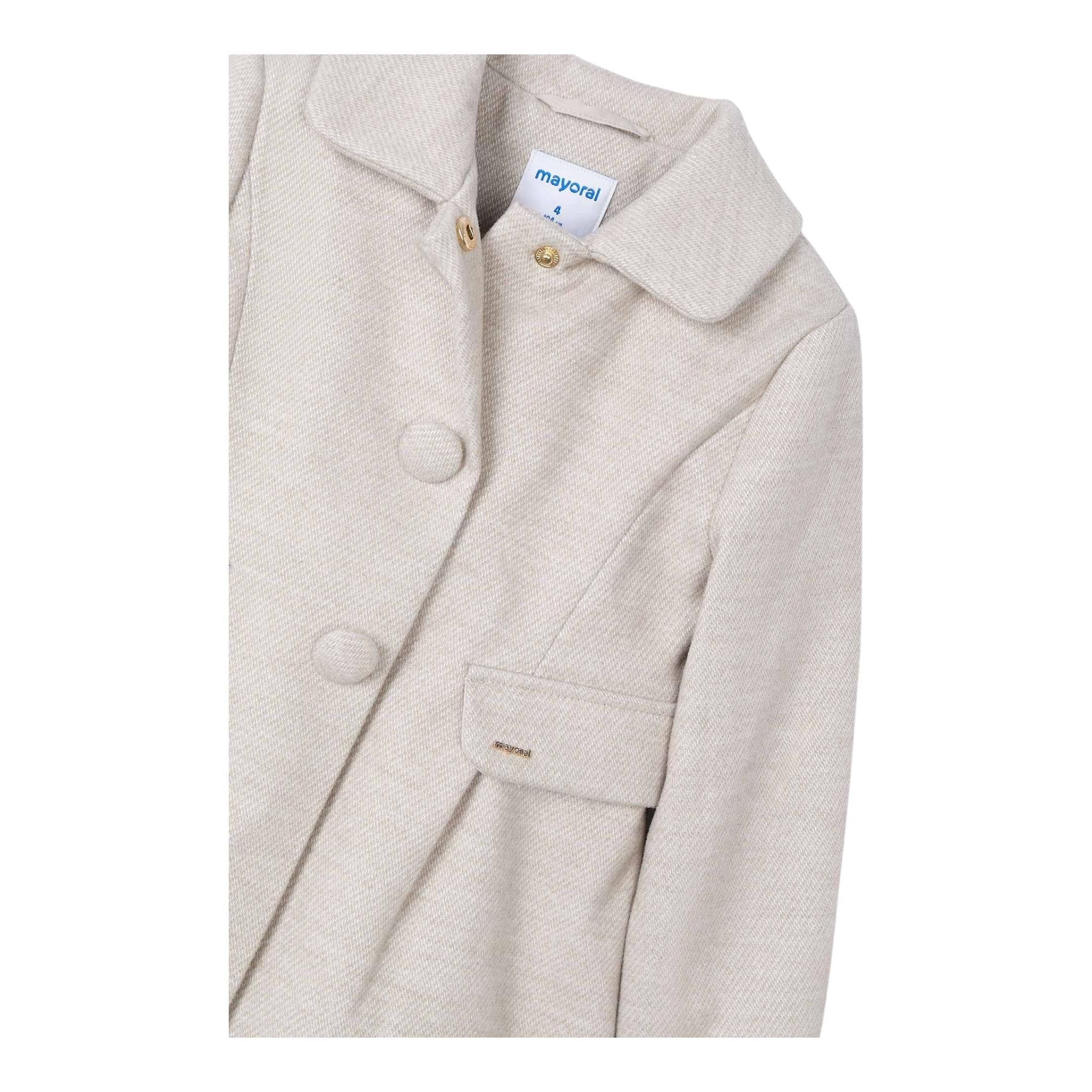 MAYORAL cappotto tinta unita cn finte tasche Beige per Bambina 4484X BEIGE MAYORAL