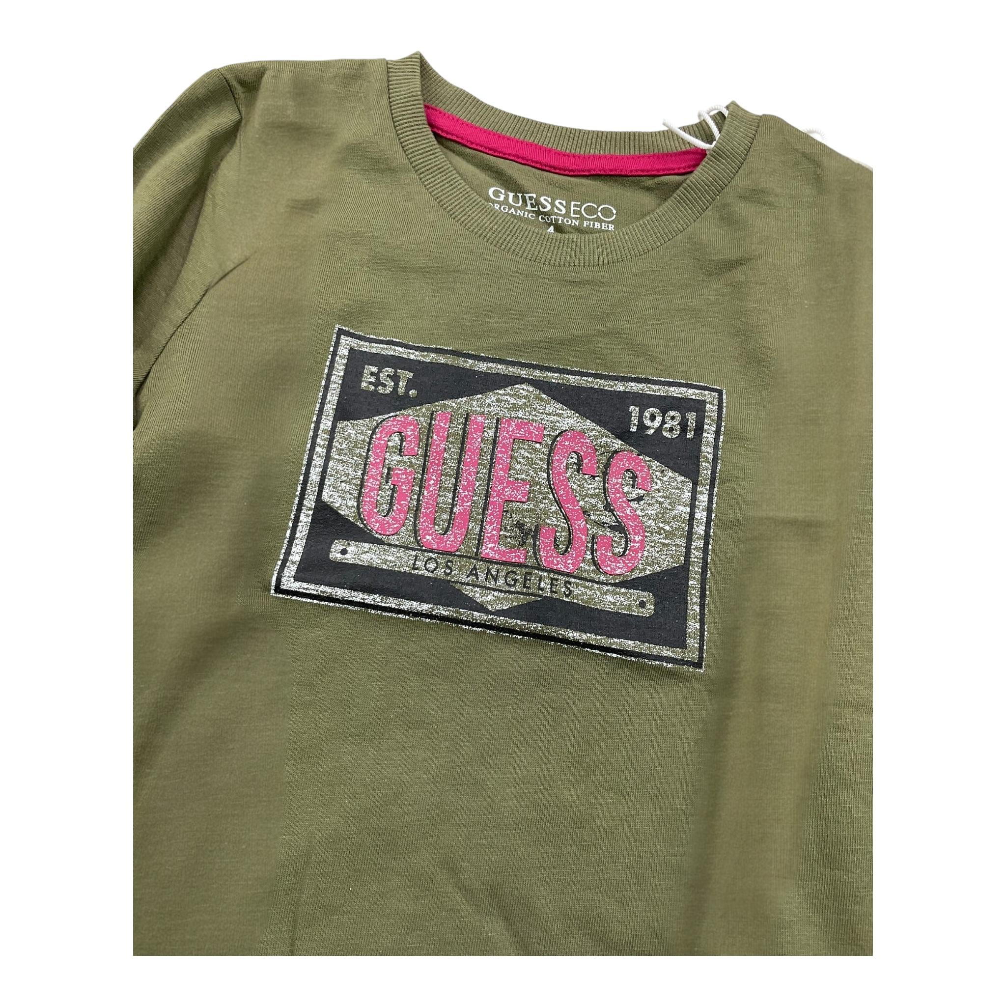 GUESS shirt girocollo tinta unita con stampa Verde per Neonata N4YI18K8HM4N VERDE GUESS