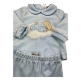 NANAN completo 2 pezzi maglia-ghettina in ciniglia tinta unita Azzurro per Neonato AI2400201A AZZURRO NANAN