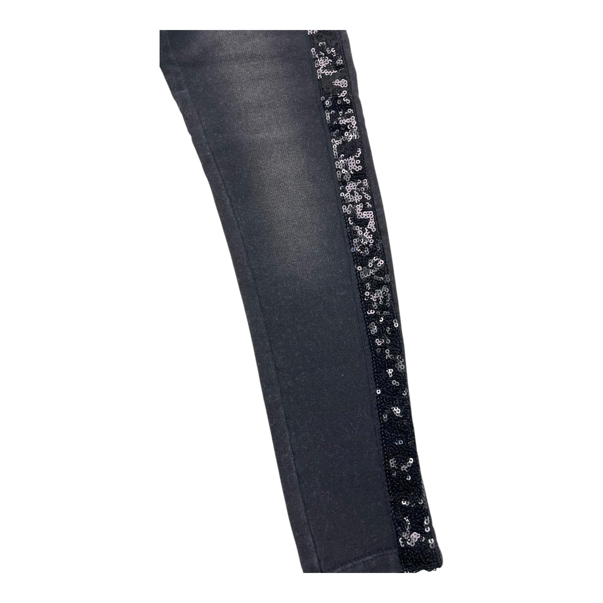 BOBOLI jeans tinta unita con elastico in vita e paillettes Nero per Bambina 490317 NERO BOBOLI