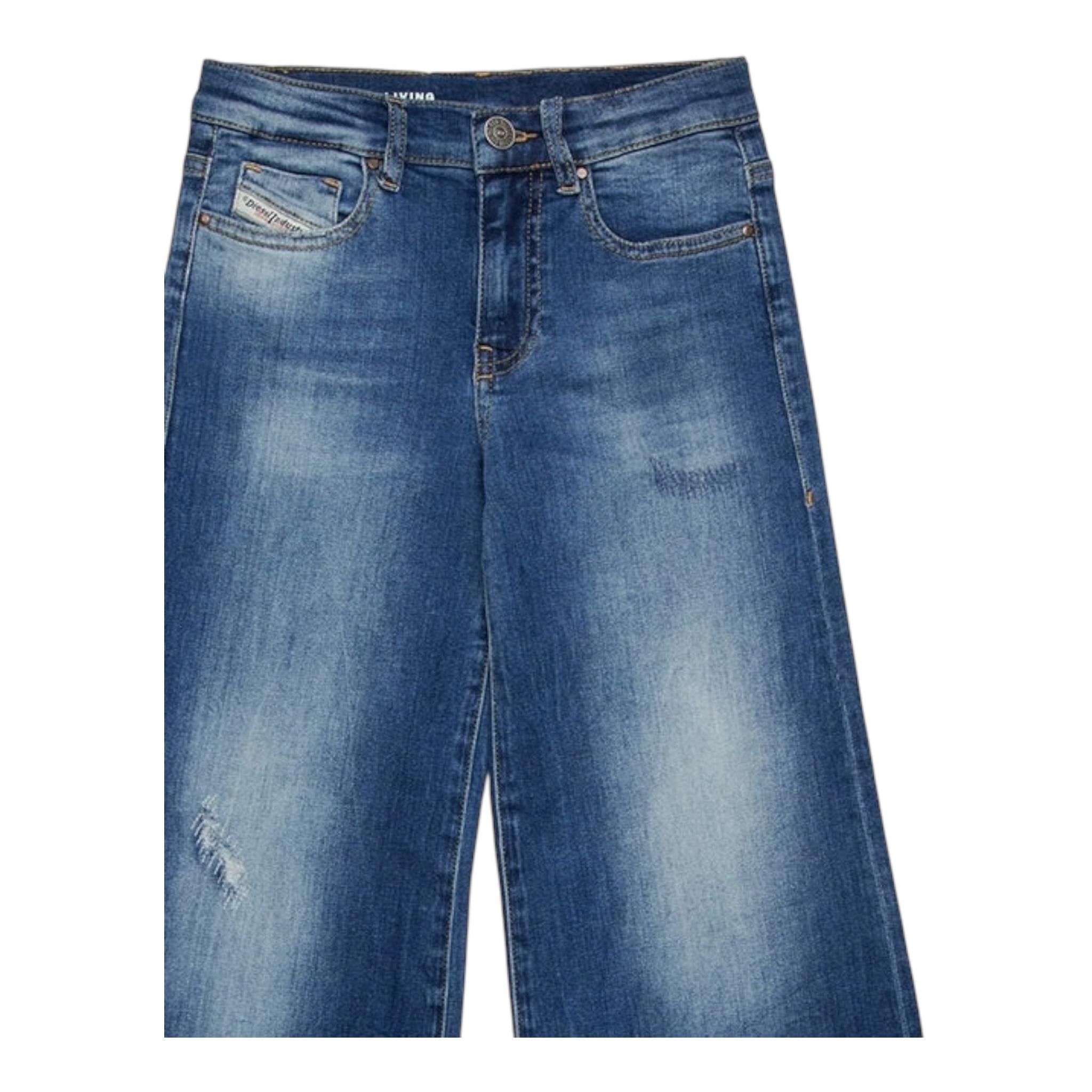 DIESEL jeans tinta unita modello a palazzo Azzurro per Bambina J00816 AZZURRO DIESEL