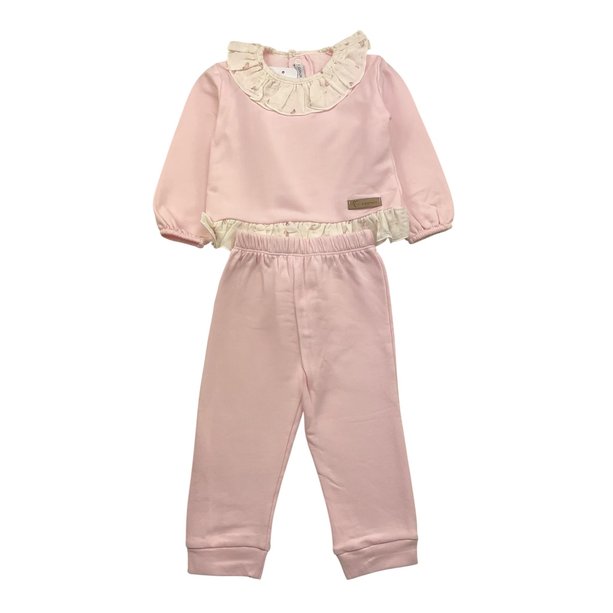 CALAMARO completo 2pz maglia-pantalone tinta unita Rosa per Neonata 11015 ROSA CALAMARO