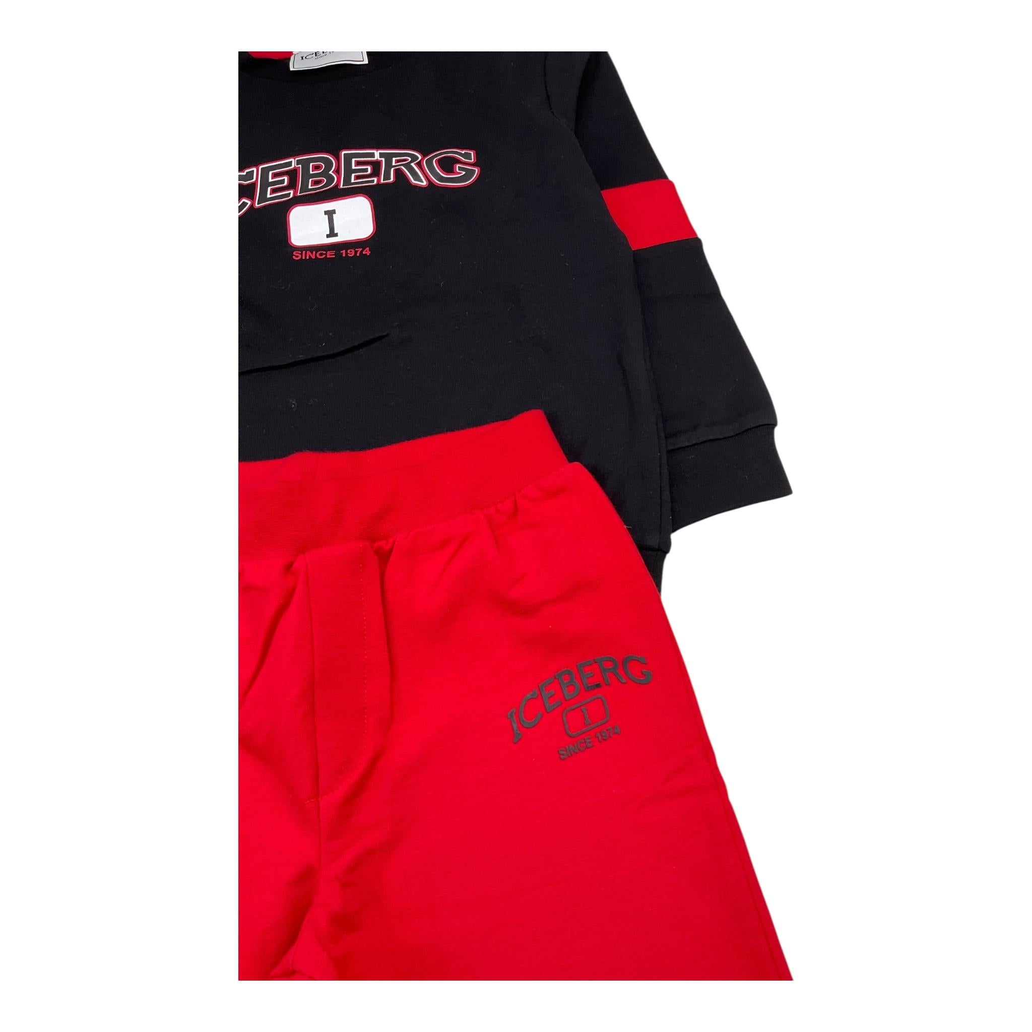 ICEBERG completo 2pz bicolore felpa-pantalone Rosso/nero per Bambino CFICE5304NBJ ROSSO/NERO ICEBERG