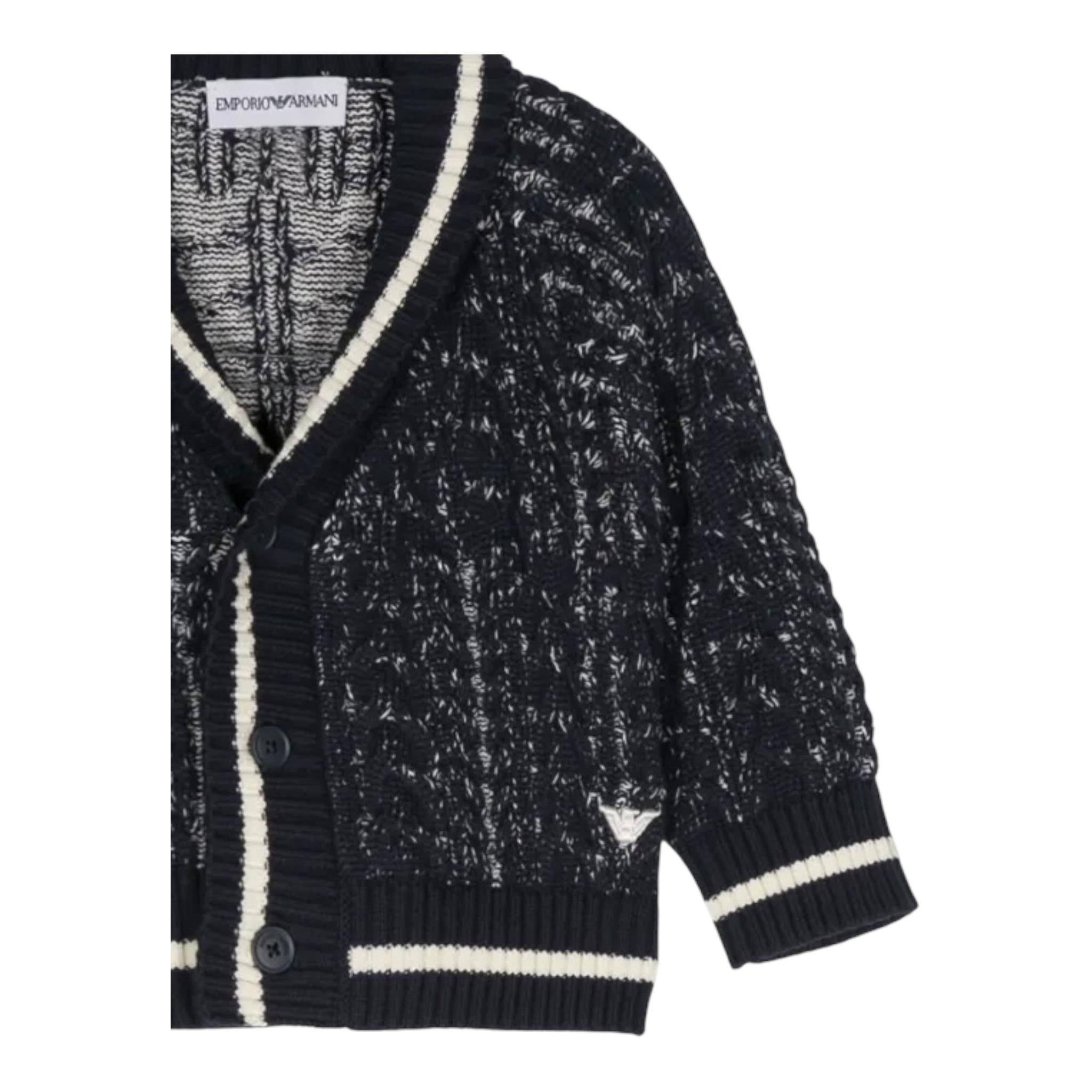 EMPORIO ARMANI cardigan tinta unita con profili in contrasto Blu per Bambino 6DHM62J BLU EMPORIO ARMANI