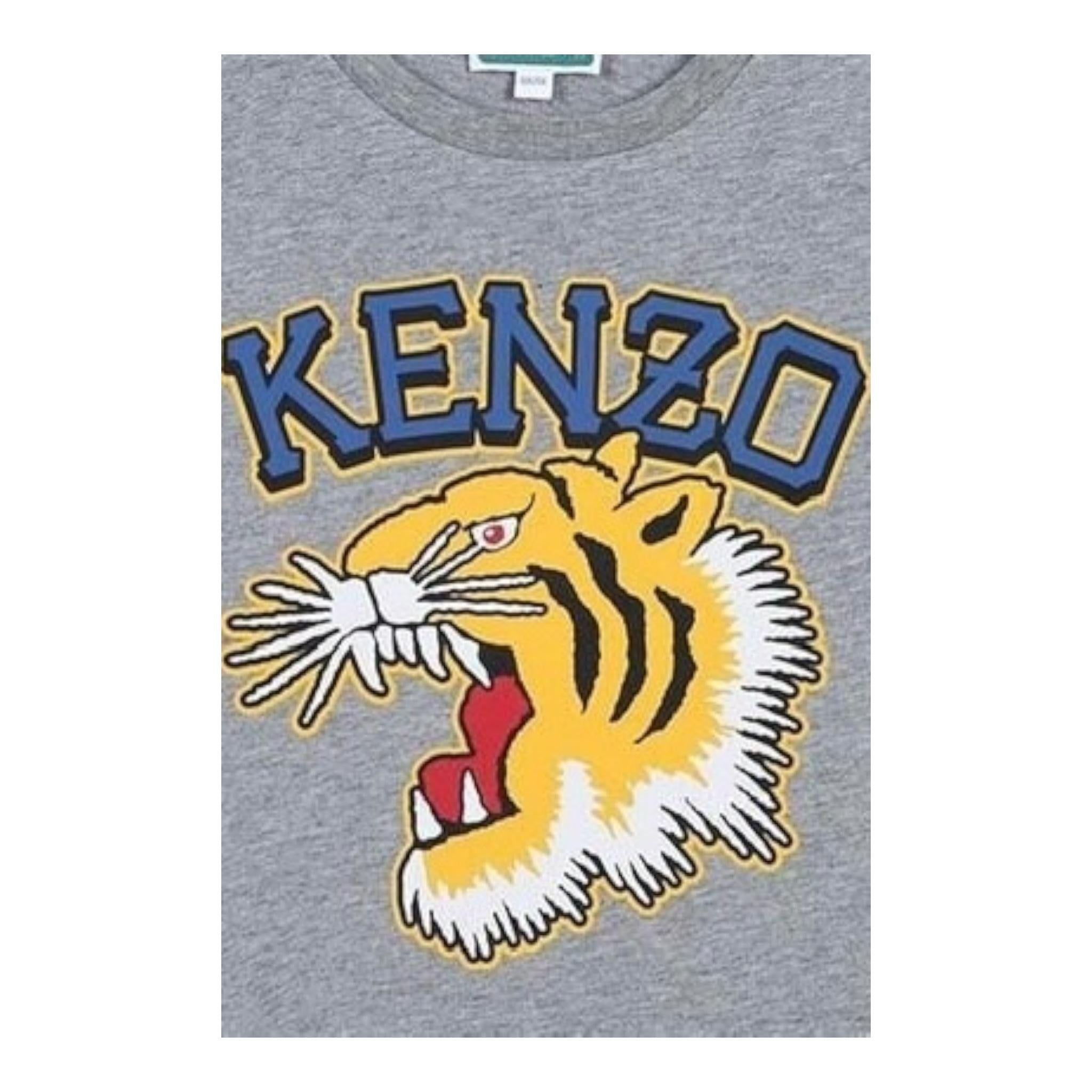 KENZO shirt girocollo tinta unita con stampa Grigio per Bambino K60766 GRIGIO KENZO