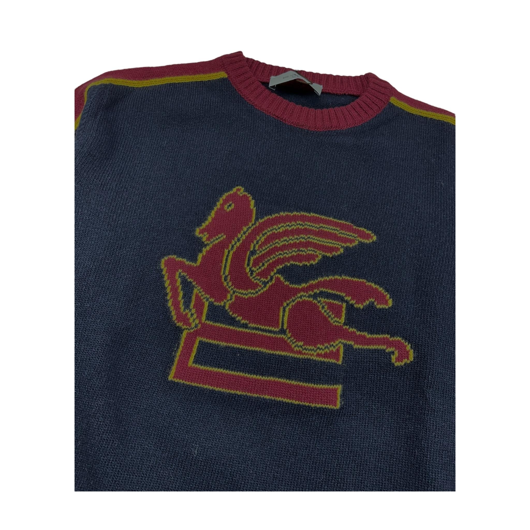 ETRO maglia girocollo tinta unita con ricami in contrasto Blu per Bambino GV9P30 BLU ETRO