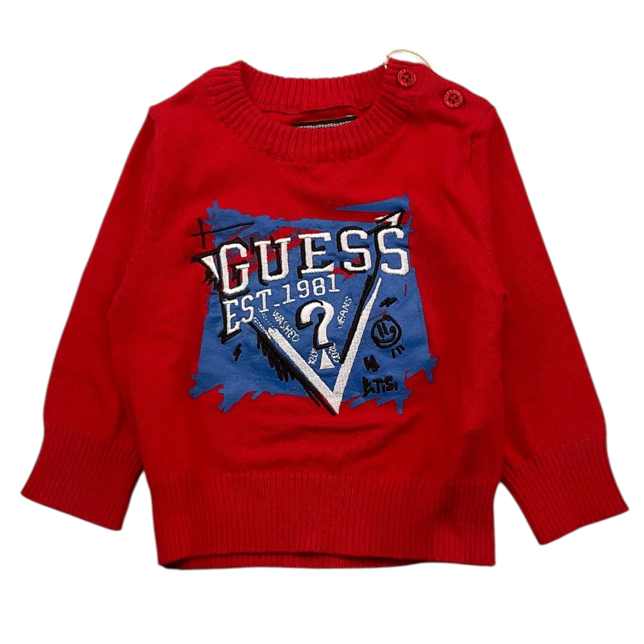 GUESS maglia girocollo tinta unita con stampa Rosso per Neonato N4YR03Z2VV0XX ROSSO GUESS