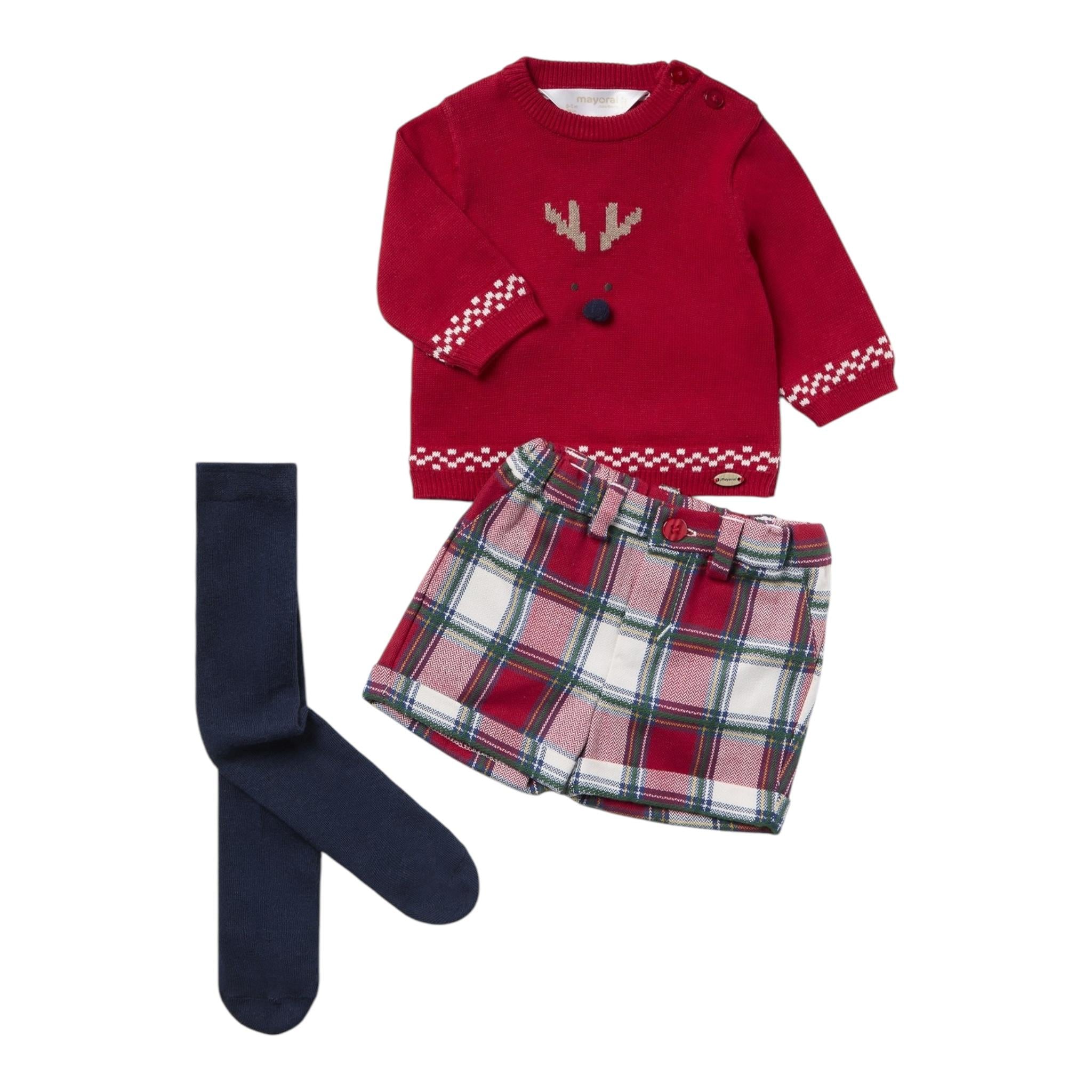 MAYORAL completo 3 pezzi maglia-bermuda-calzini Rosso per Neonato 2249 ROSSO MAYORAL