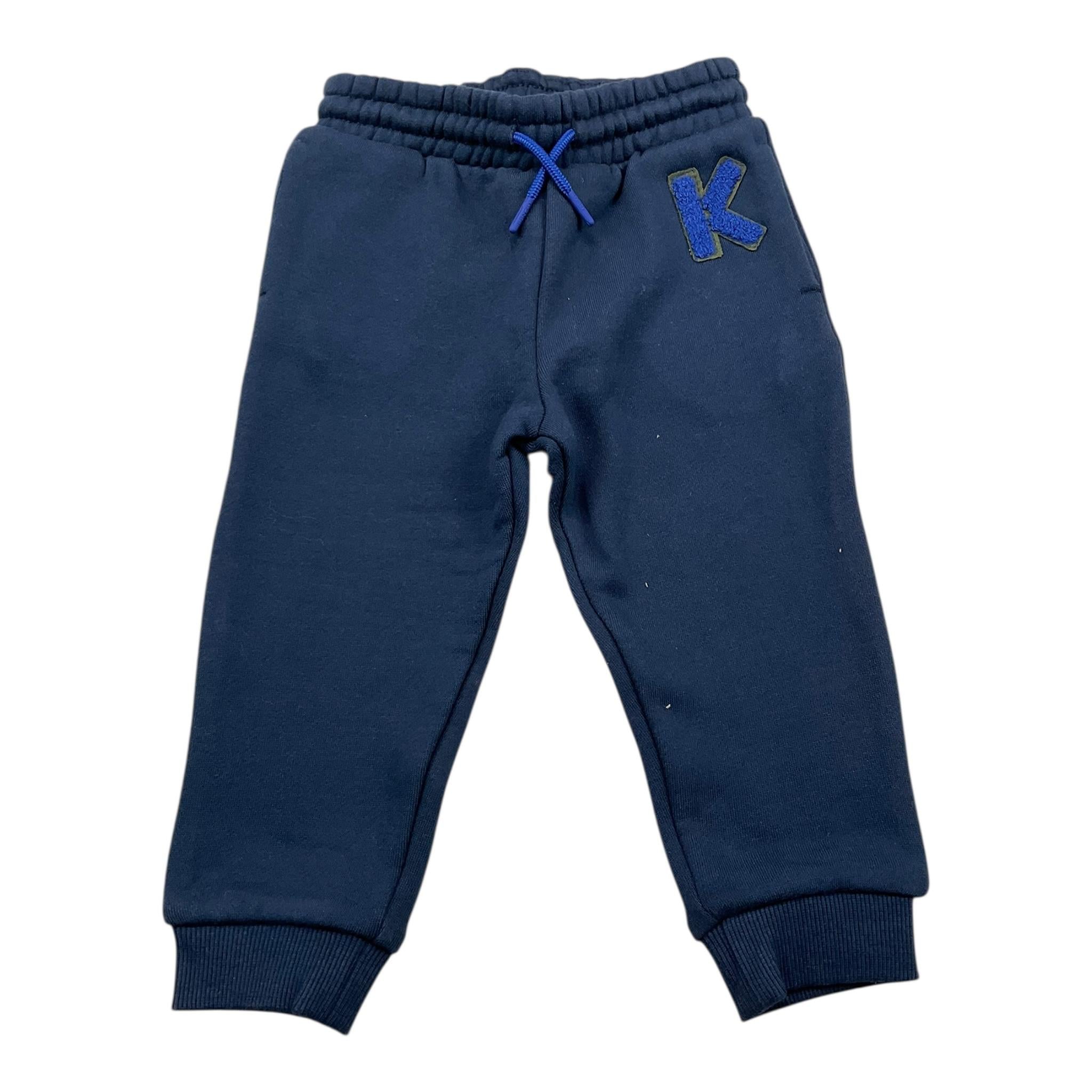 KENZO pantalone tuta tinta unita con logo Blu per Neonato K04238 BLU KENZO