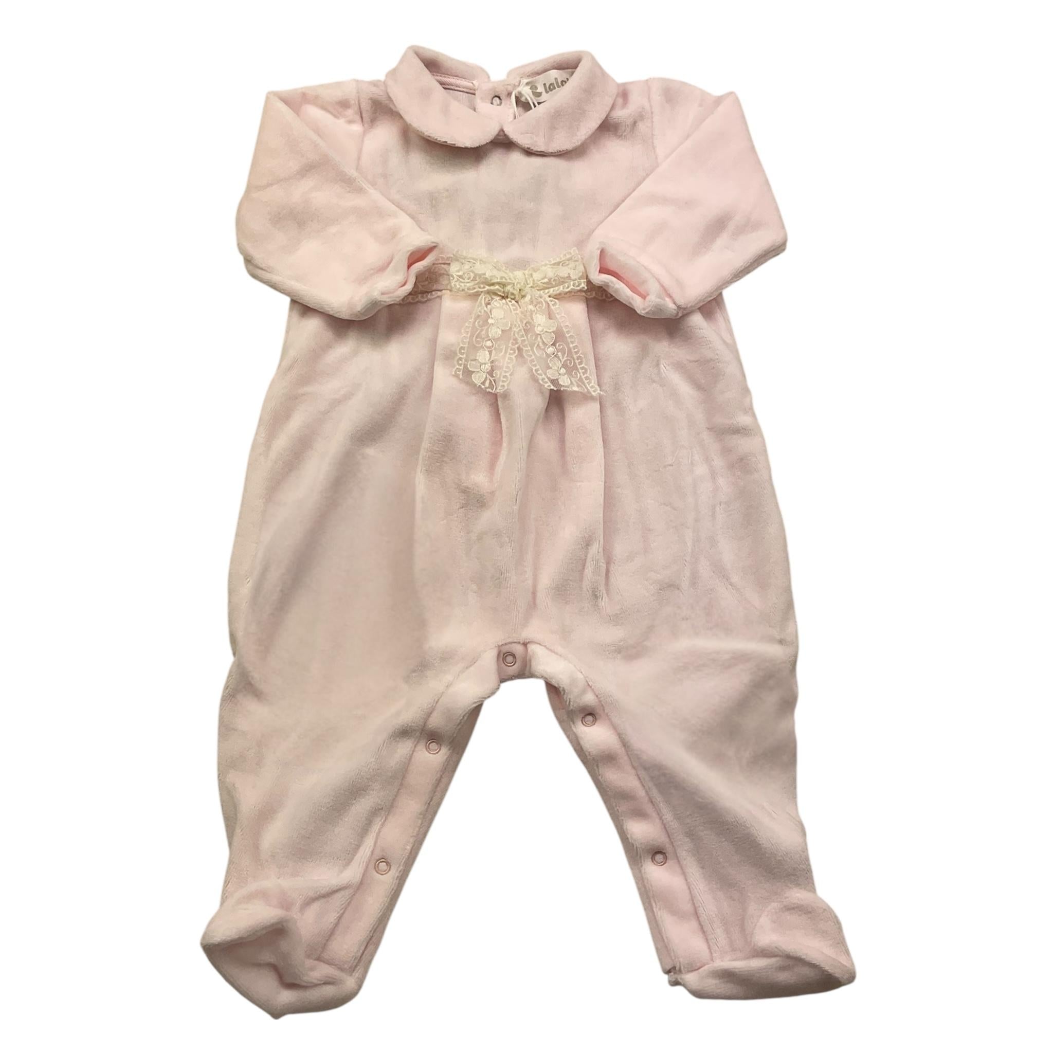 LALALU' tutina manica lunga tinta unita in ciniglia Rosa per Neonata TCL06NXX ROSA LALALU'