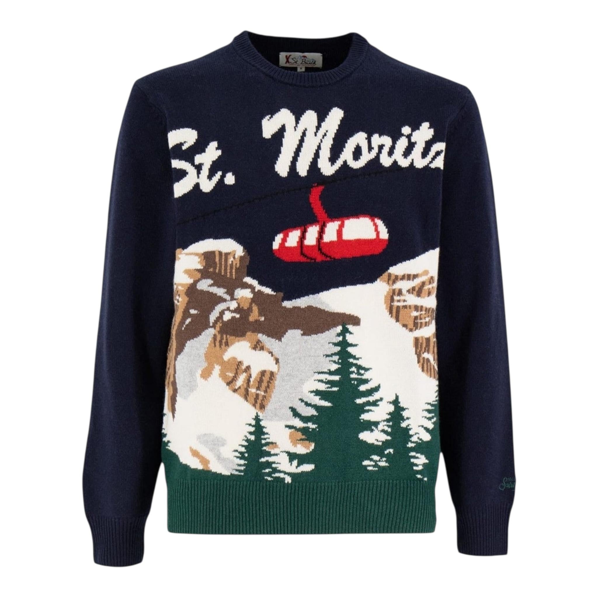 SAINT BARTH maglia girocollo tinta unita con stampa Blu per Bambino MORTIZ BLU SAINT BARTH