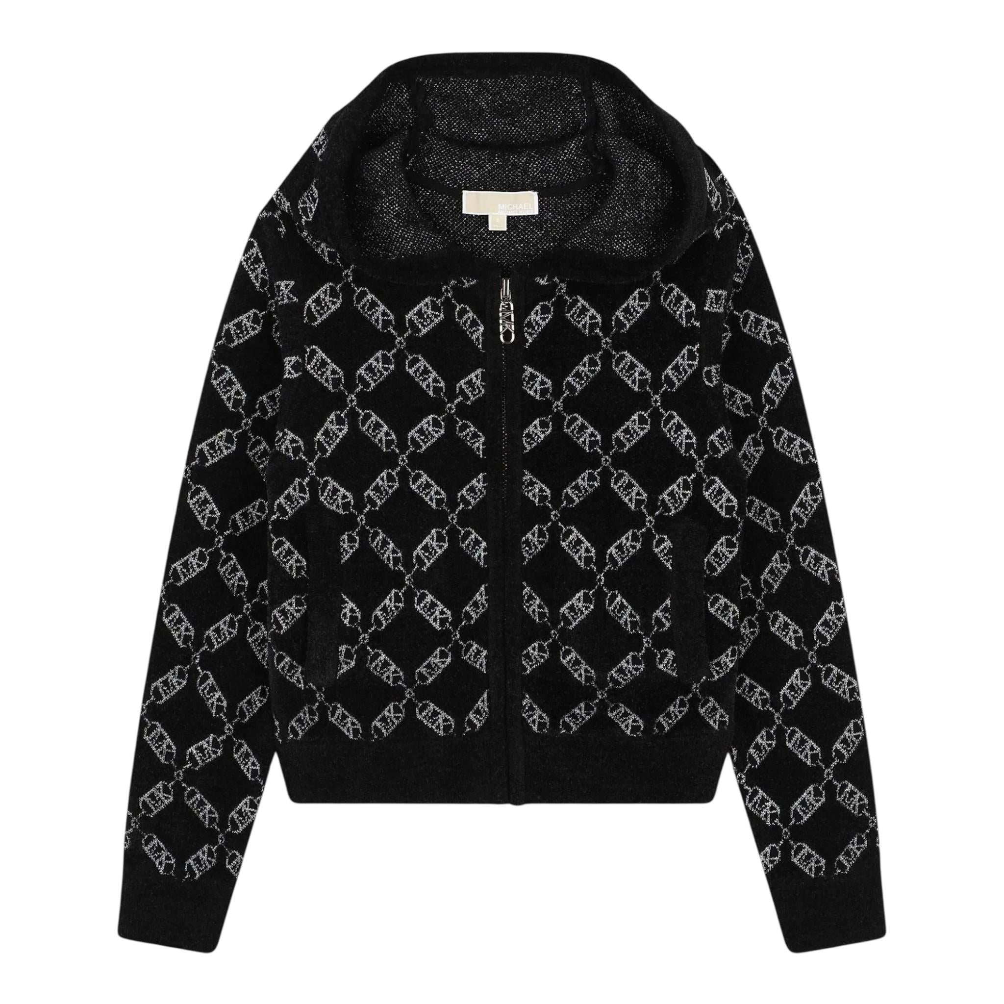 MICHAEL KORS felpa tinta unita logata con zip e cappuccio Nero per Bambina R30163X NERO MICHAEL KORS