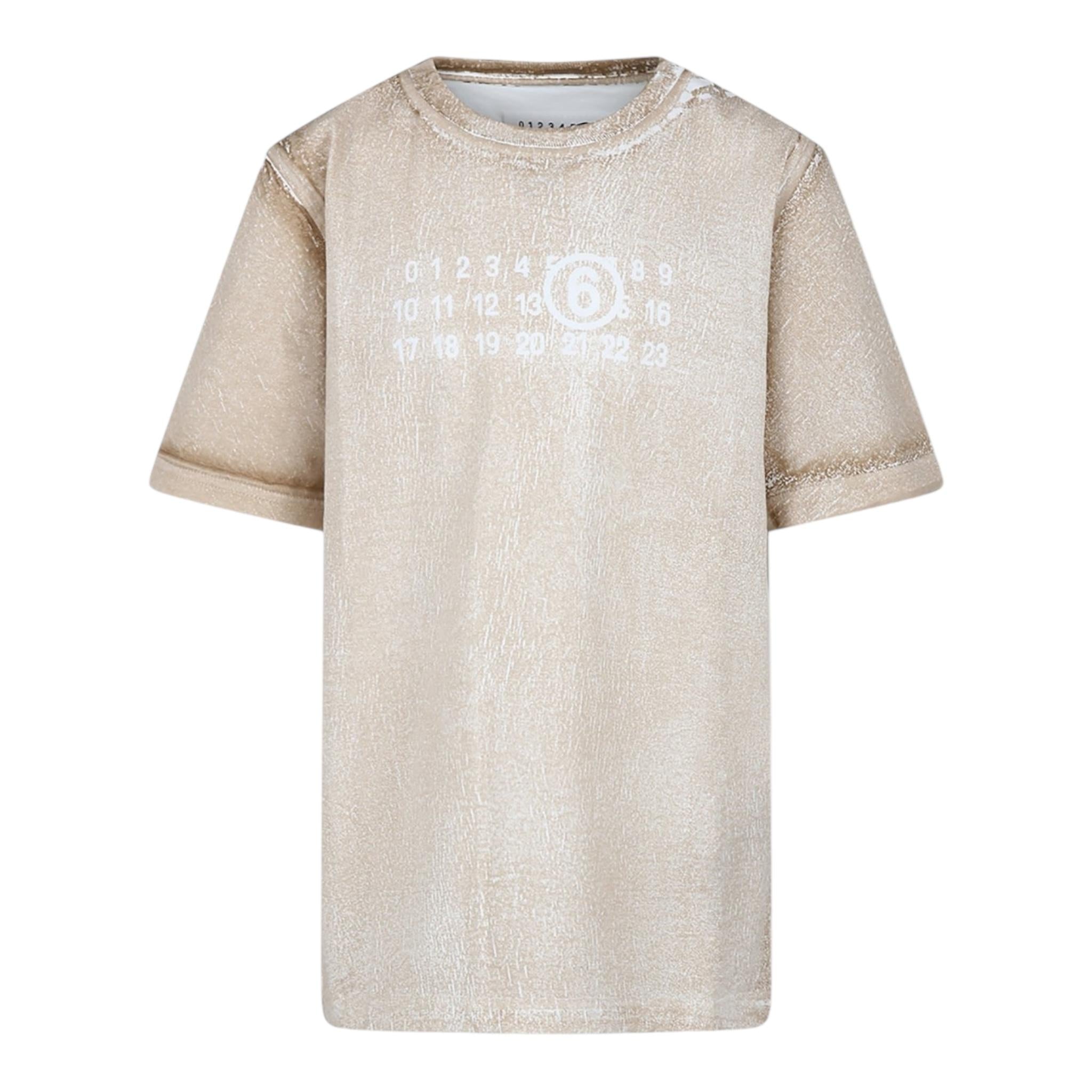 MAISON MARGIELA t-shirt tinta unita con stampa Beige per Bambino M60669 BEIGE MAISON MARGIELA