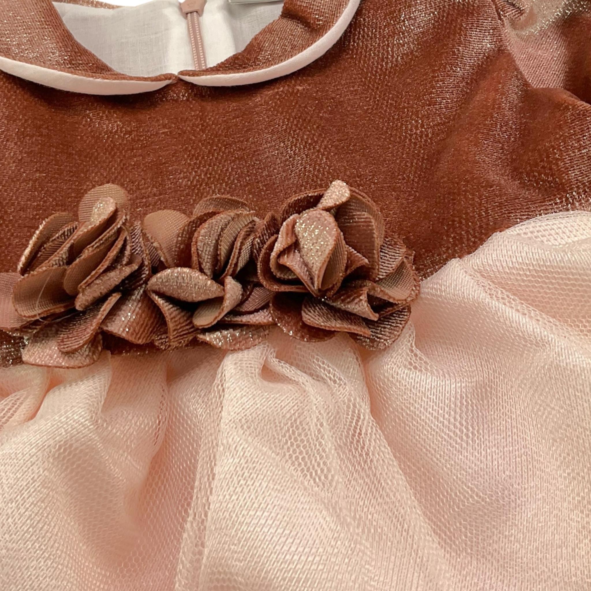 MARLU' abito cerimonia tinta unita con tulle Rosa per Neonata IH818LML ROSA MARLU'
