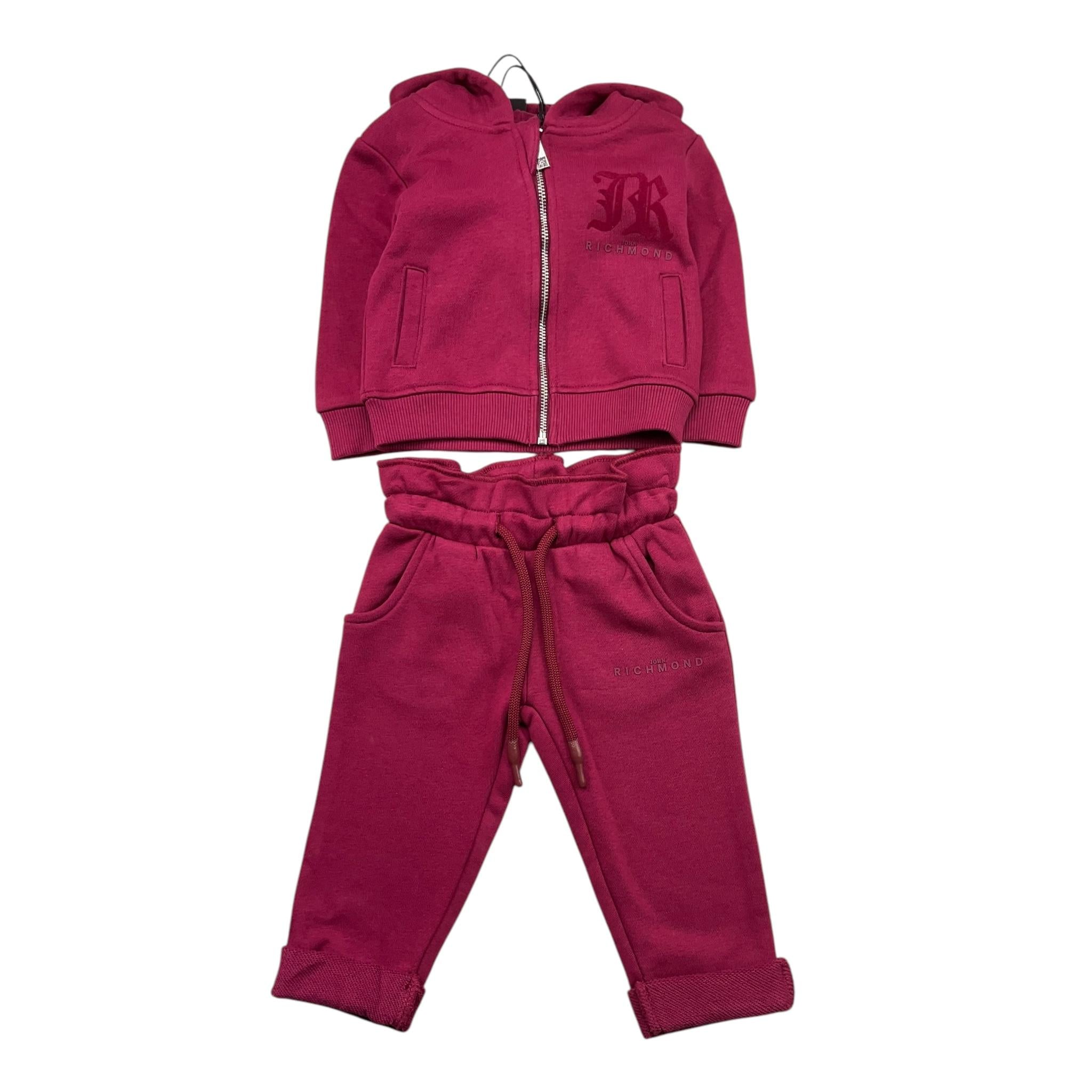 JOHN RICHMOND completo 2pz tinta unita felpa-pantalone Bordeaux per Neonata RIA25037CF BORDEAUX JOHN RICHMOND