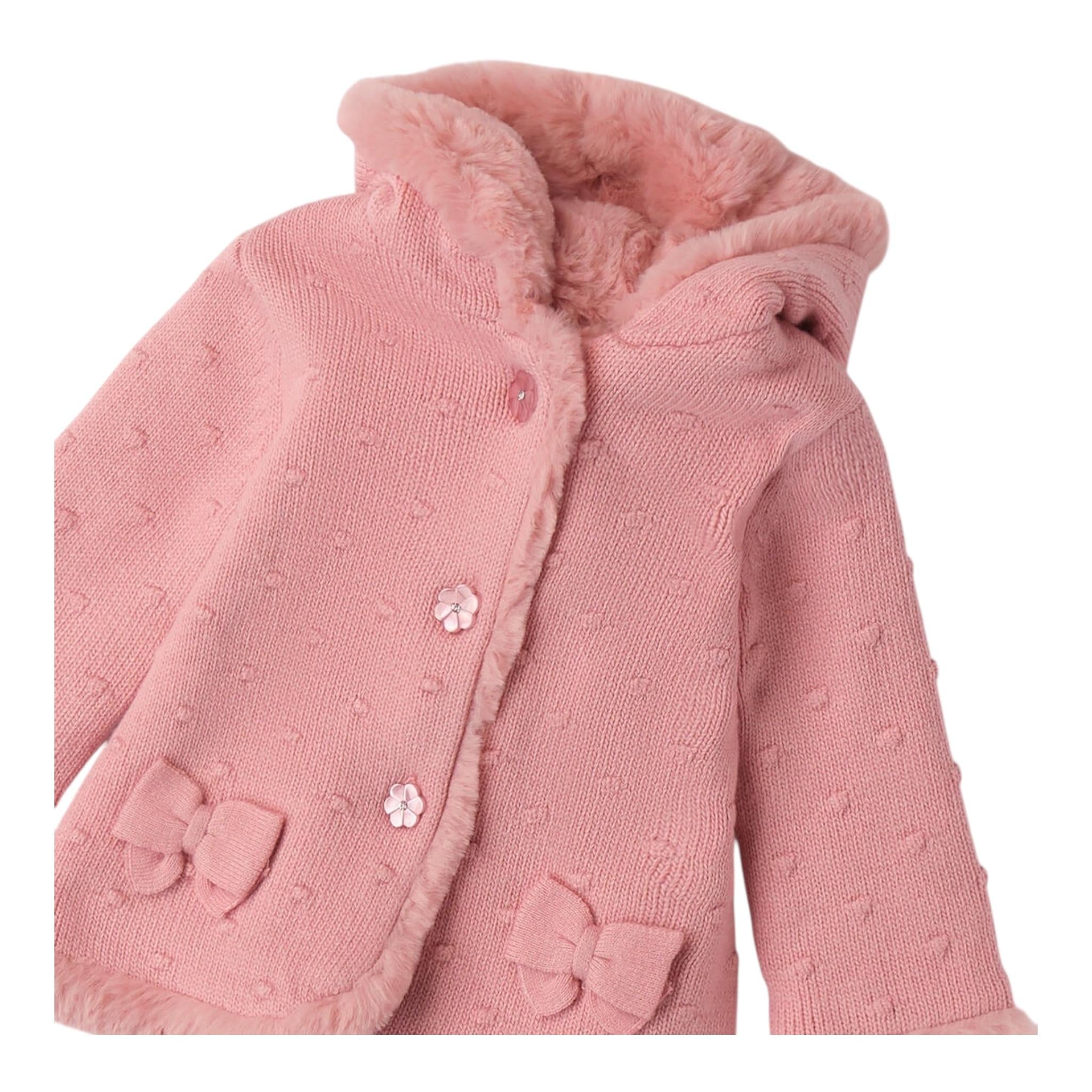 MINI BANDA cappotto tinta unita con cappuccio Rosa per Neonata 3A780 ROSA MINI BANDA