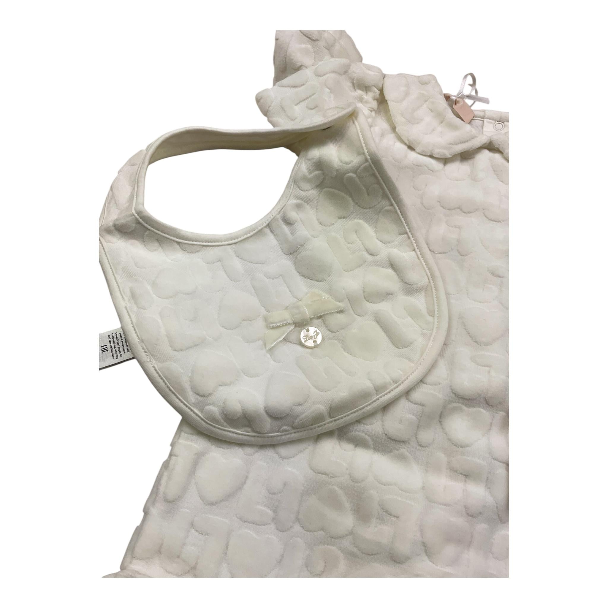 LIU JO set tutina tinta unita con cappello e bavetta in ciniglia Bianco per Neonata HF4001X BIANCO LIU JO