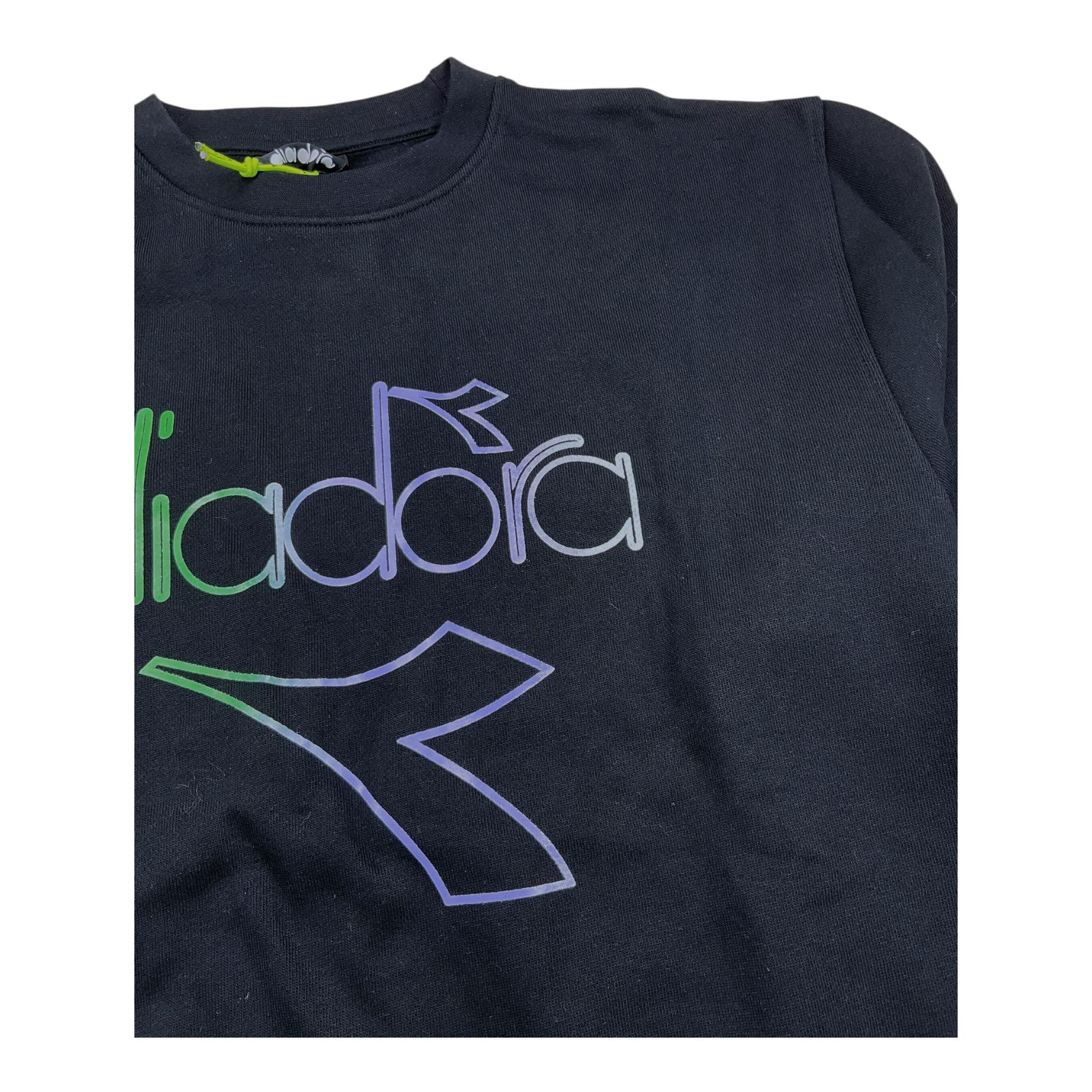 DIADORA felpa chiusa girocollo tinta unita con logo Nero per Bambina F4DIJGSW055 NERO DIADORA